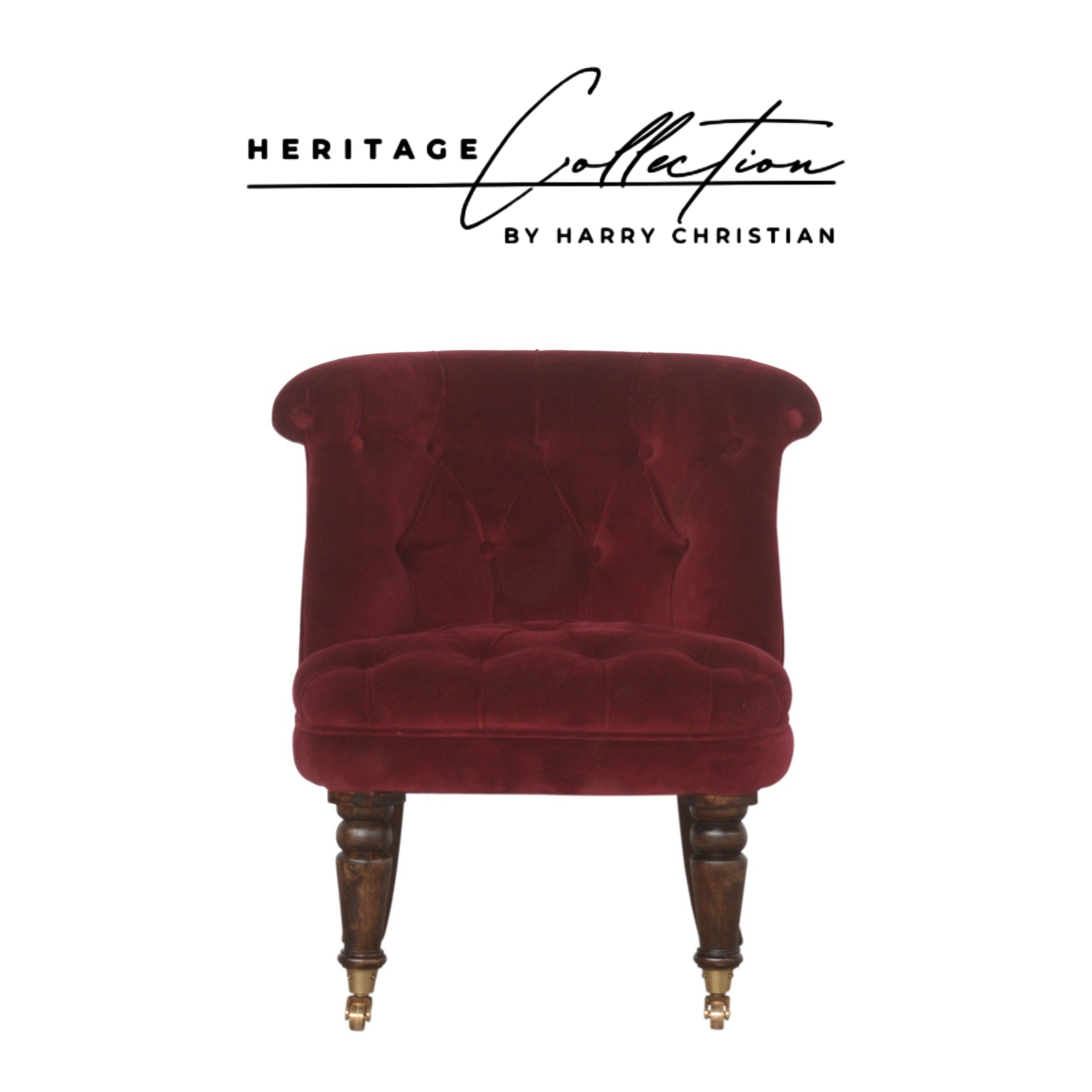 Heritage Collection Wine Red Velvet Accent Chair