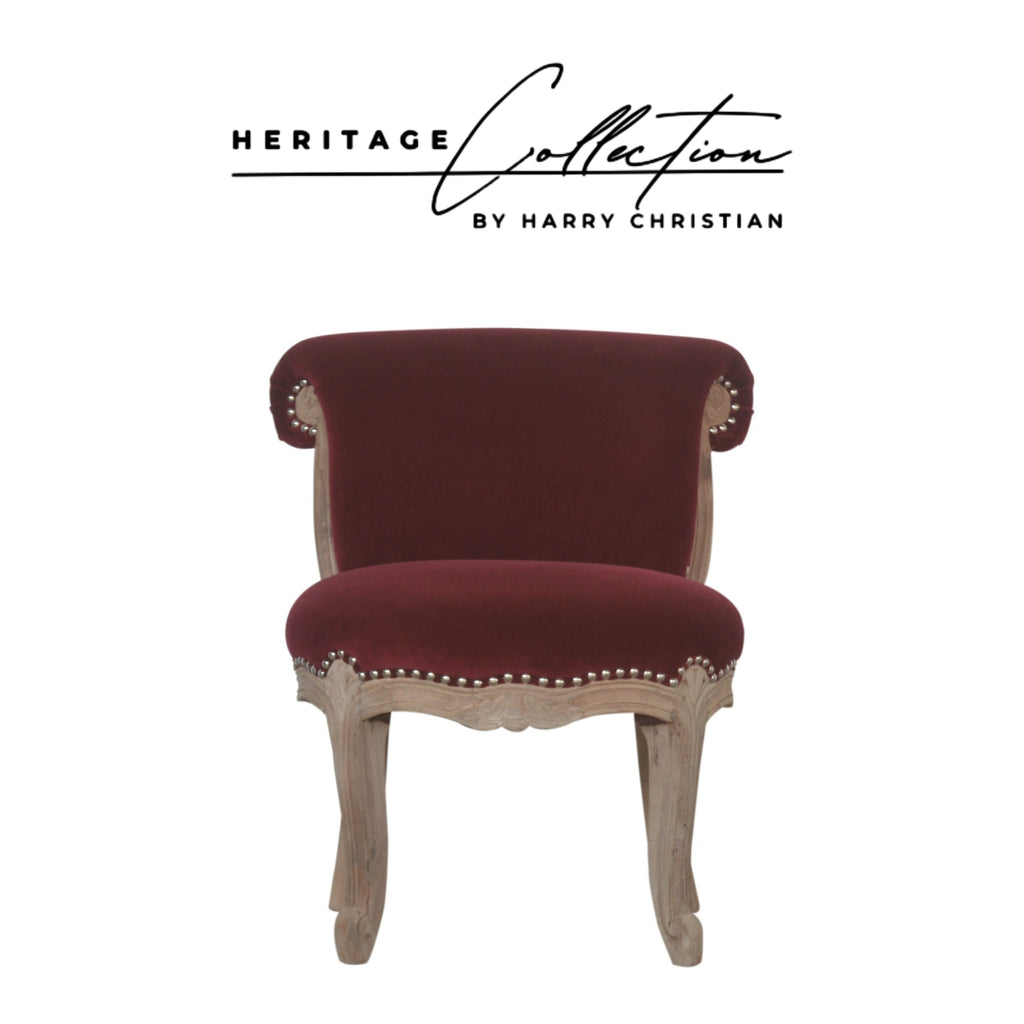 Heritage Collection Wine Red Velvet Studded Chair