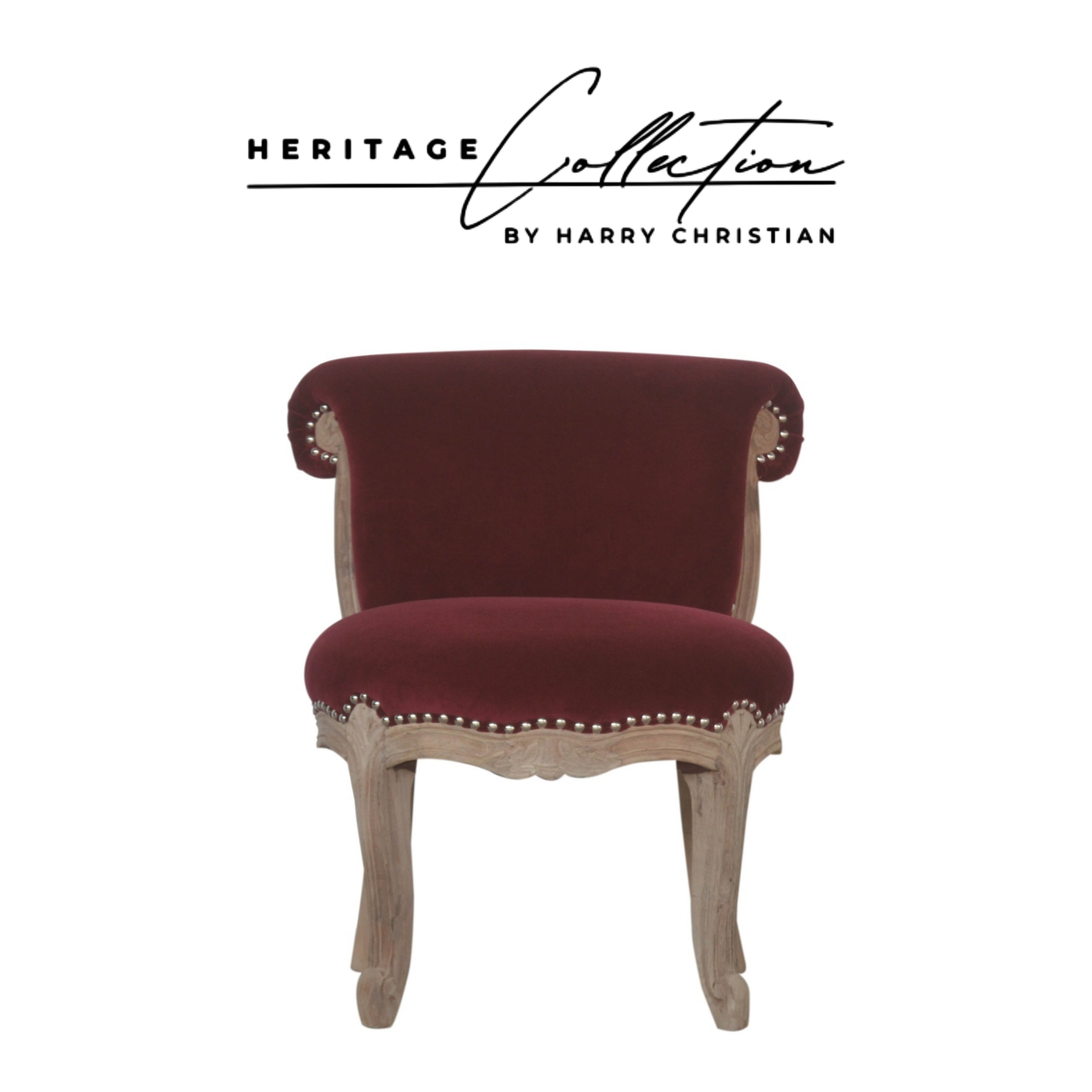Heritage Collection Wine Red Velvet Studded Chair