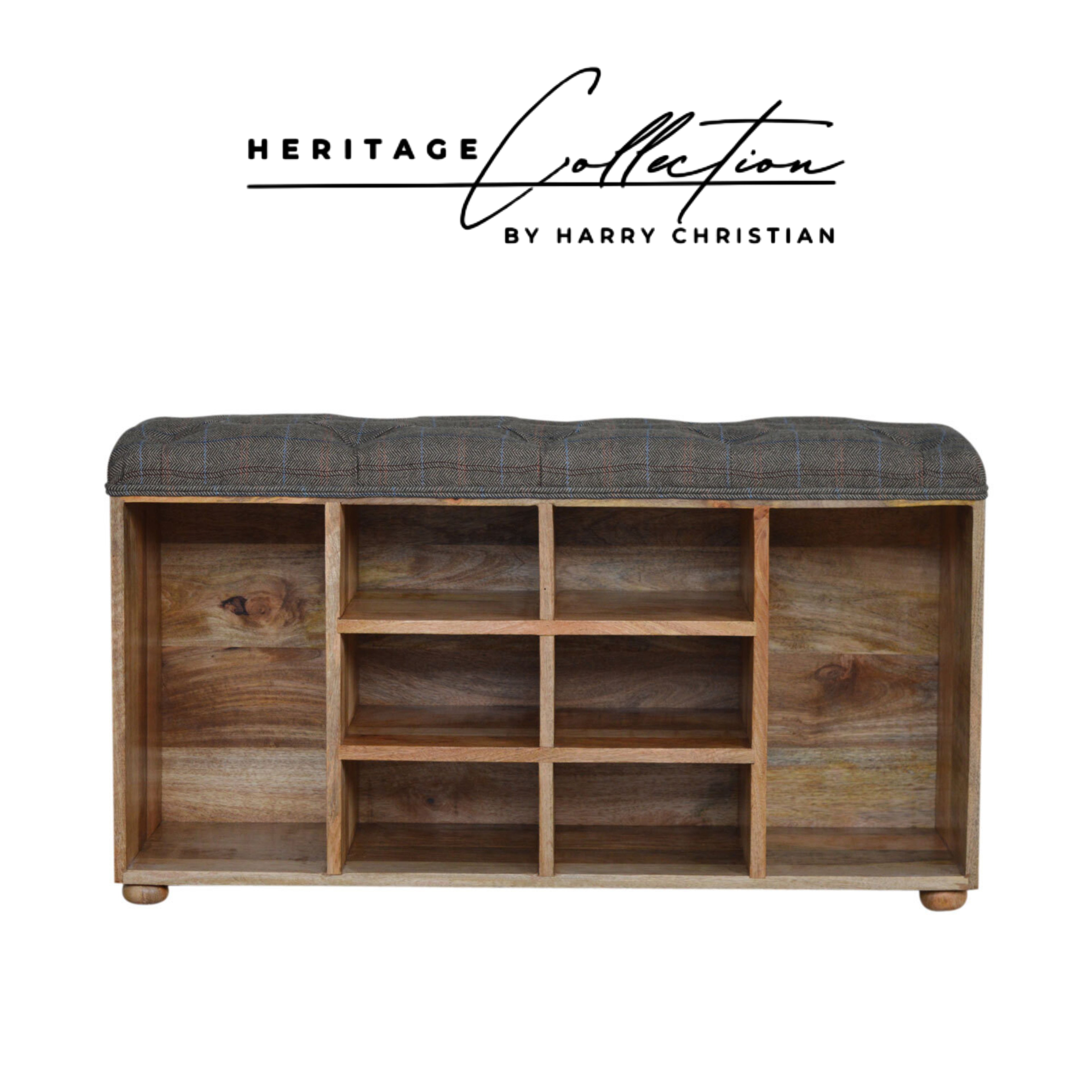 Heritage Collection Multi Tweed Open Shoe Storage Bench