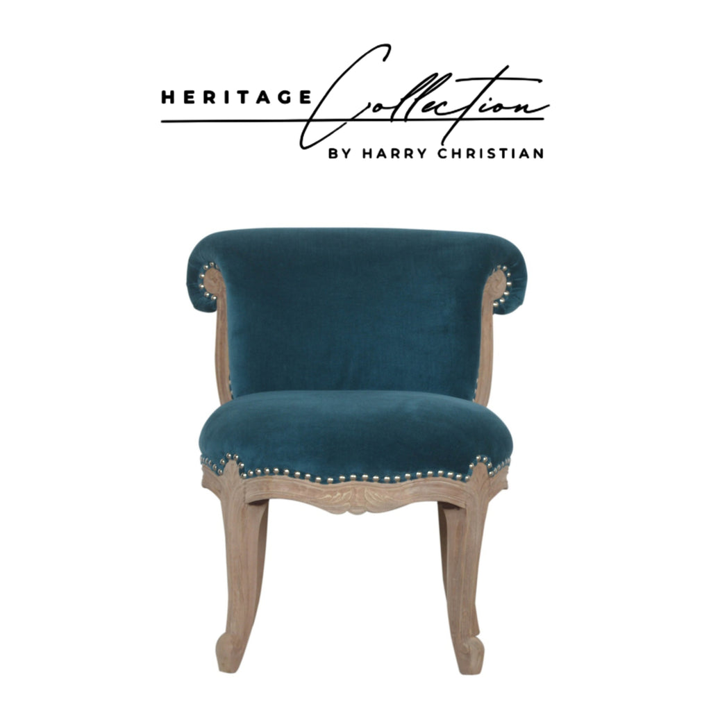 Heritage Collection Teal Velvet Studded Chair
