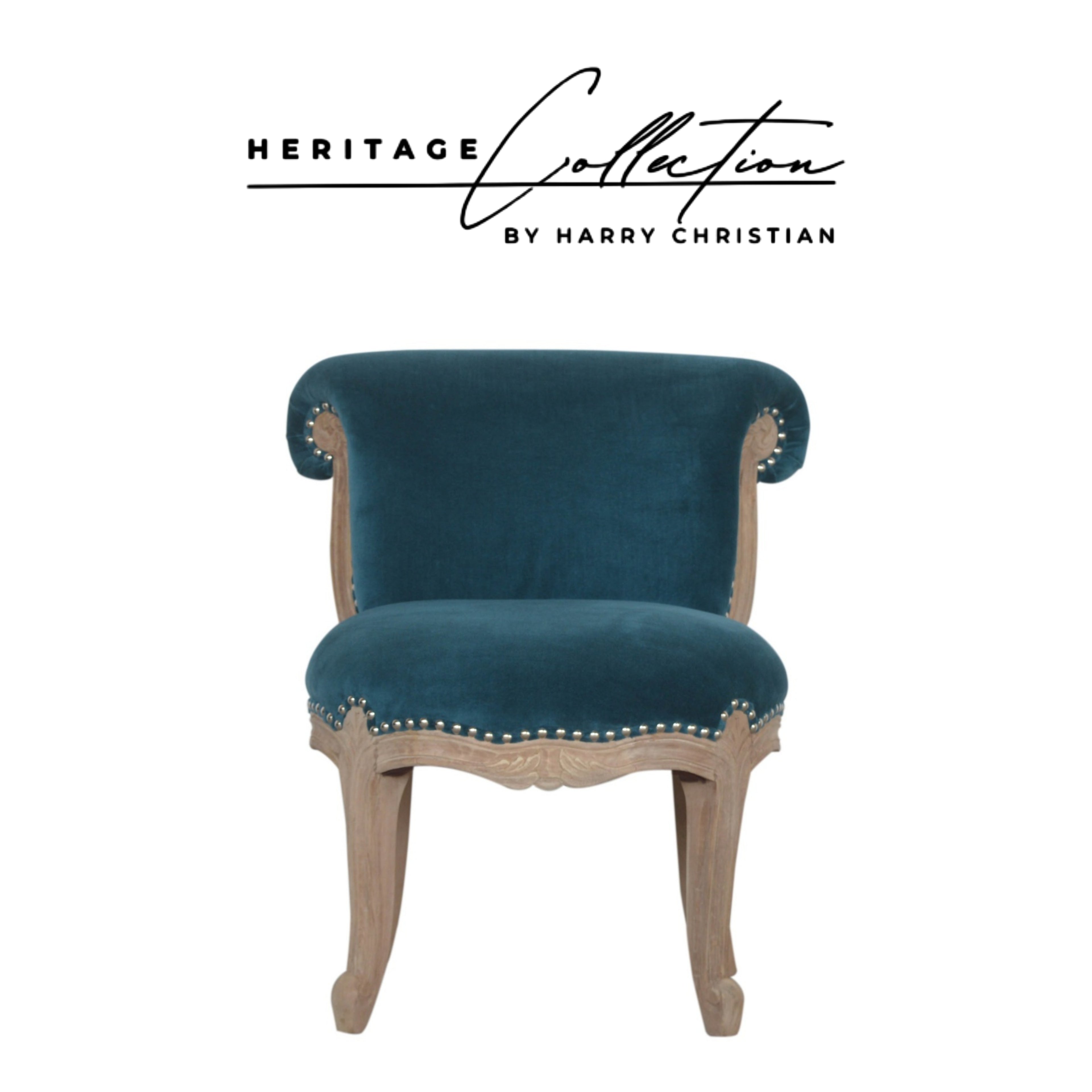 Heritage Collection Teal Velvet Studded Chair