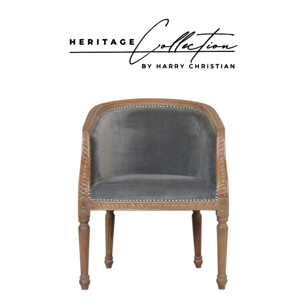Heritage Collection Grey Velvet Occasional Chair