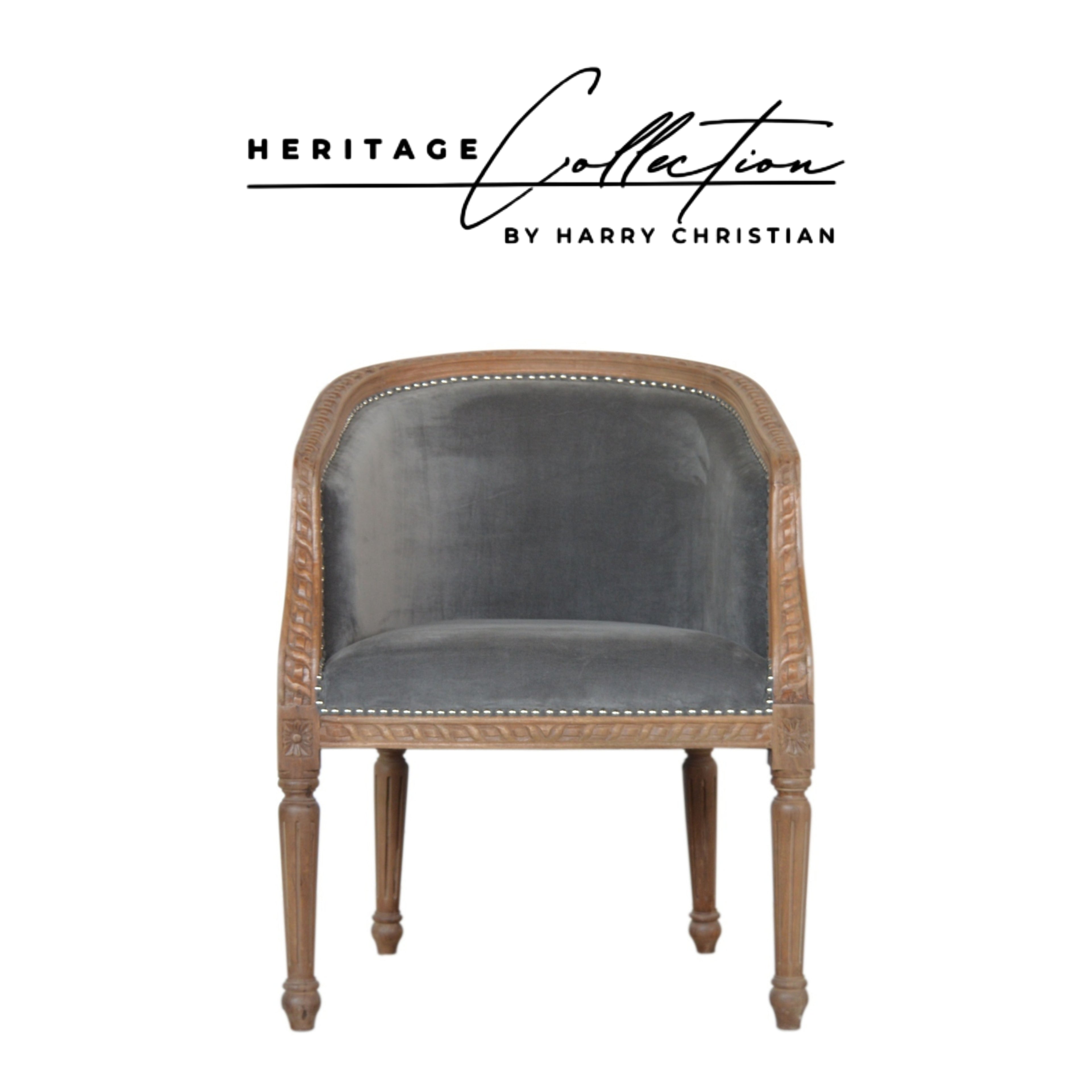 Heritage Collection Grey Velvet Occasional Chair