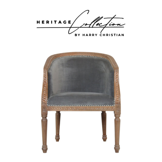 Heritage Collection Grey Velvet Occasional Chair