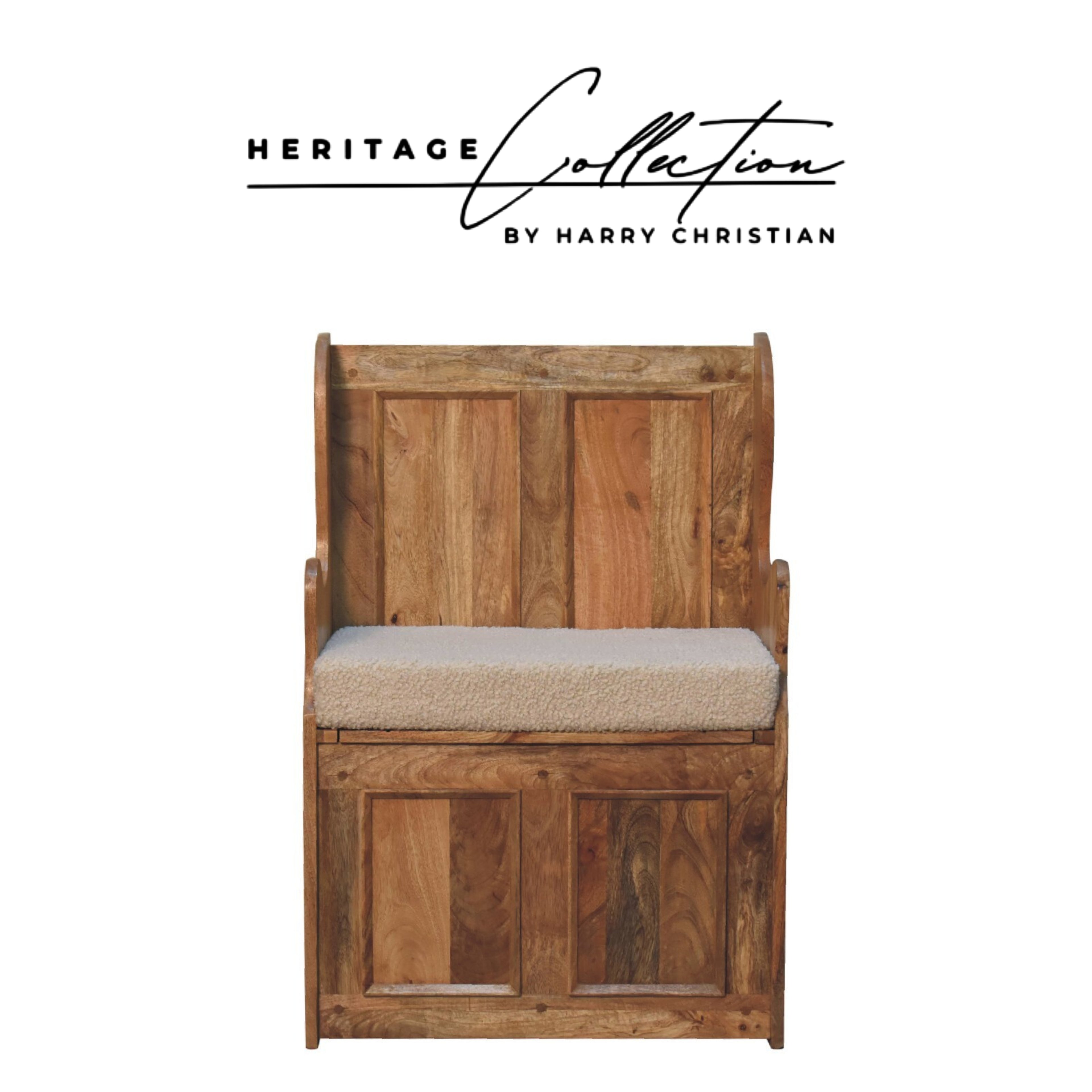 Heritage Collection Cream Boucle Mini Monks Bench