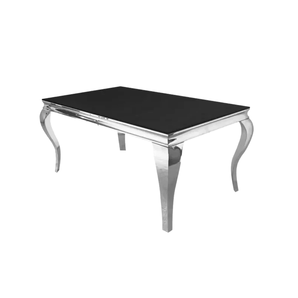 Carlton Stainless Steel Legs & Black Glass Top Dining Chair