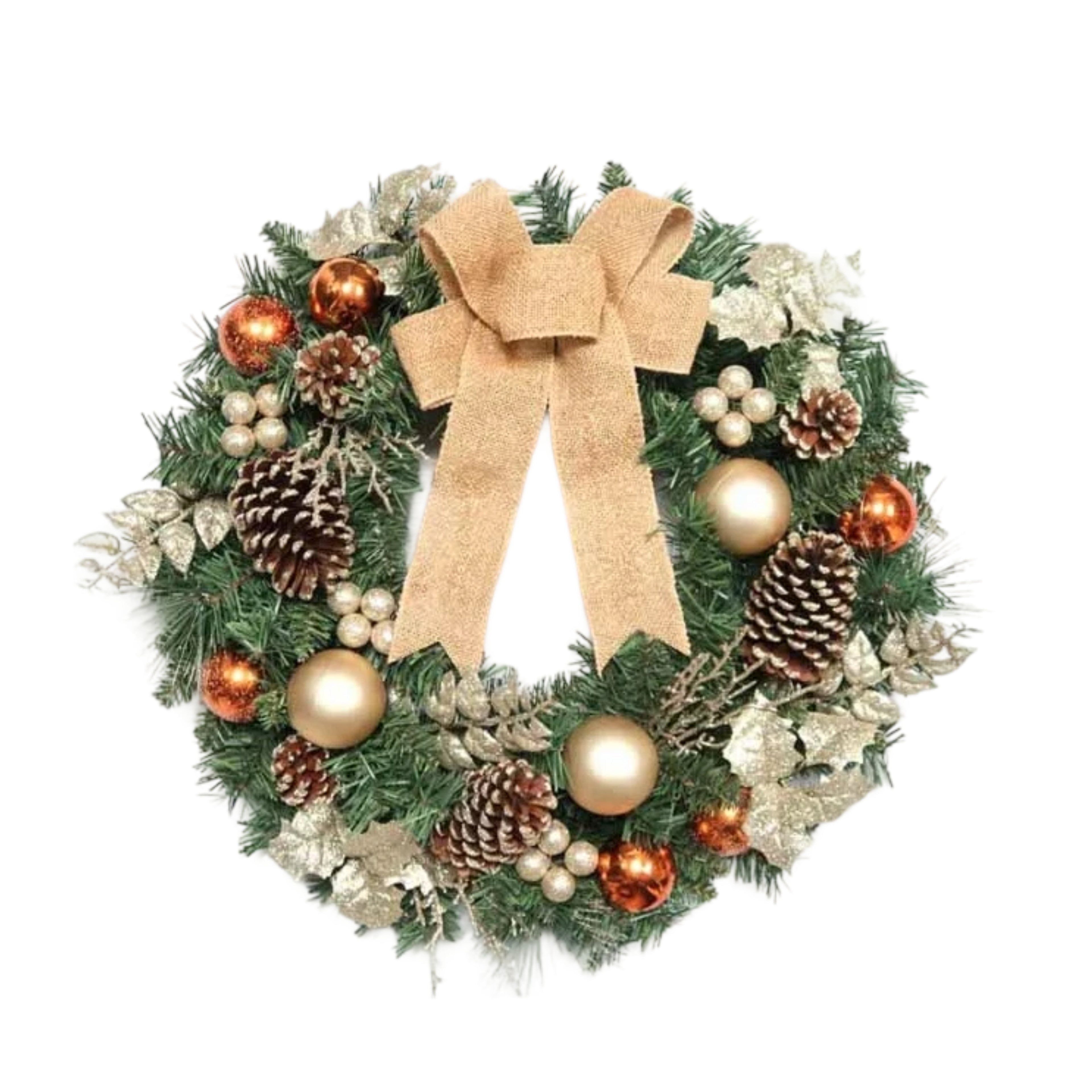 60cm Champagne & Copper Decorated Wreath