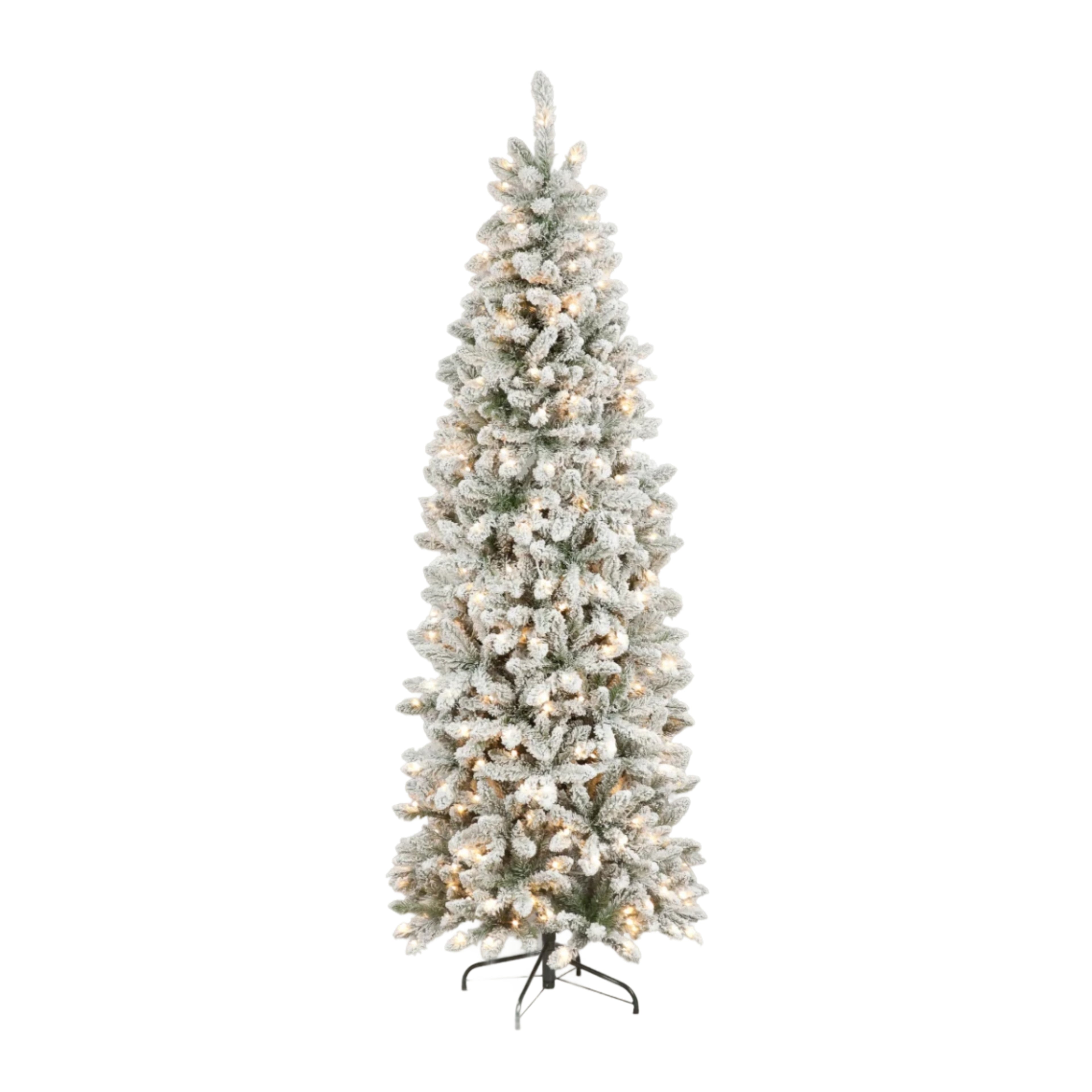 Pre Lit 7ft Snowshoe Spruce Slim Christmas Tree with 300 Warm White LEDs