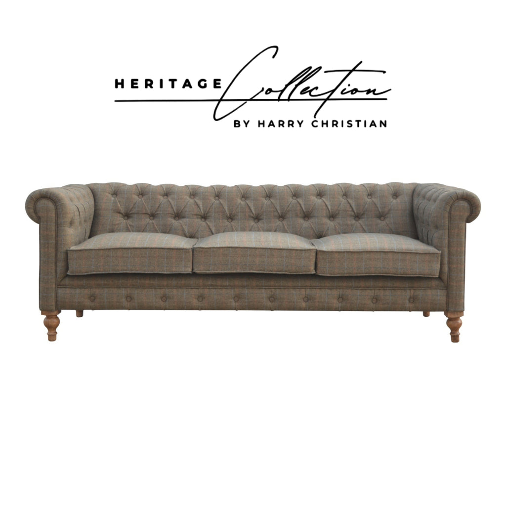 Heritage Collection Multi Tweed 3 Seat Chesterfield Sofa