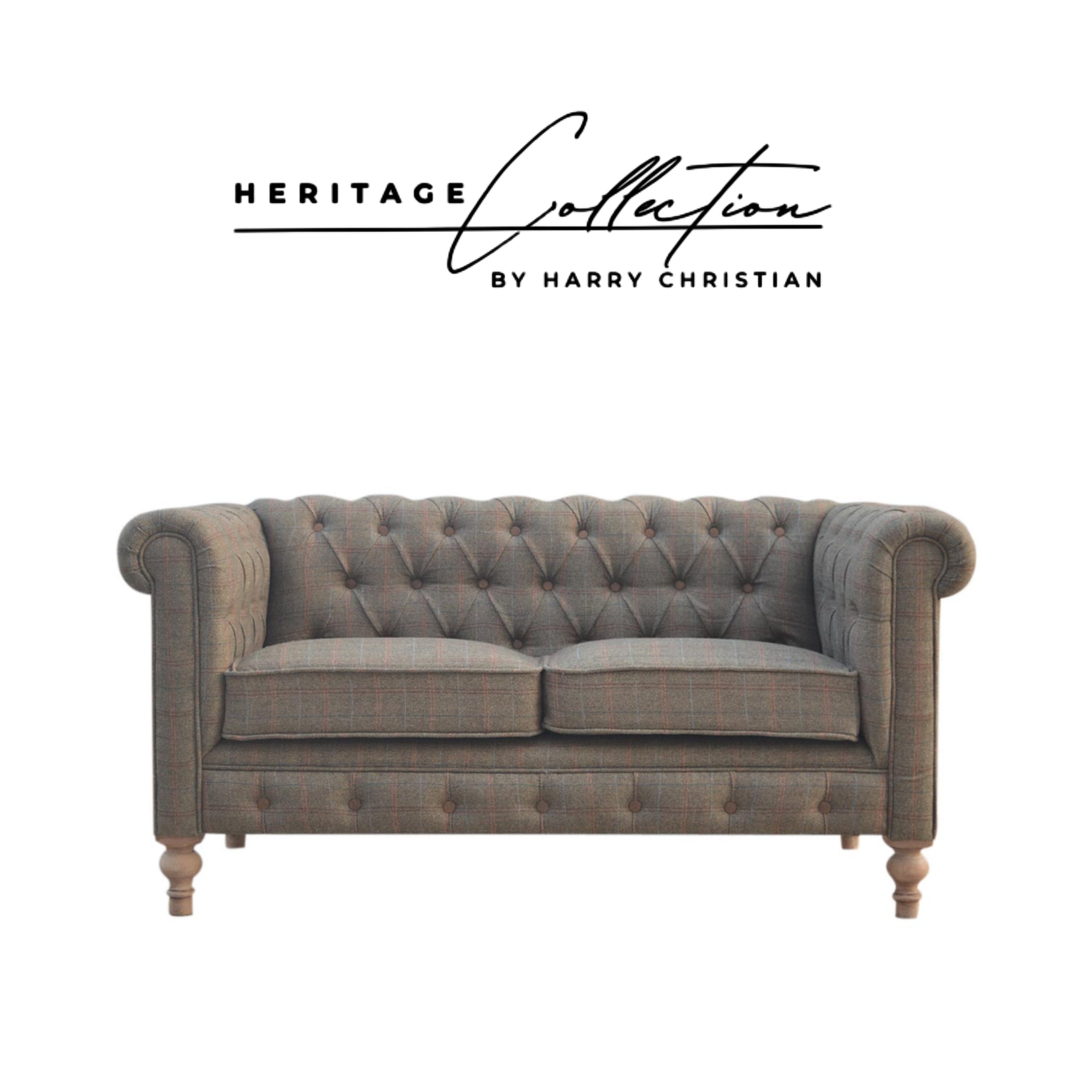 Heritage Collection Multi Tweed 2 Seater Chesterfield Sofa