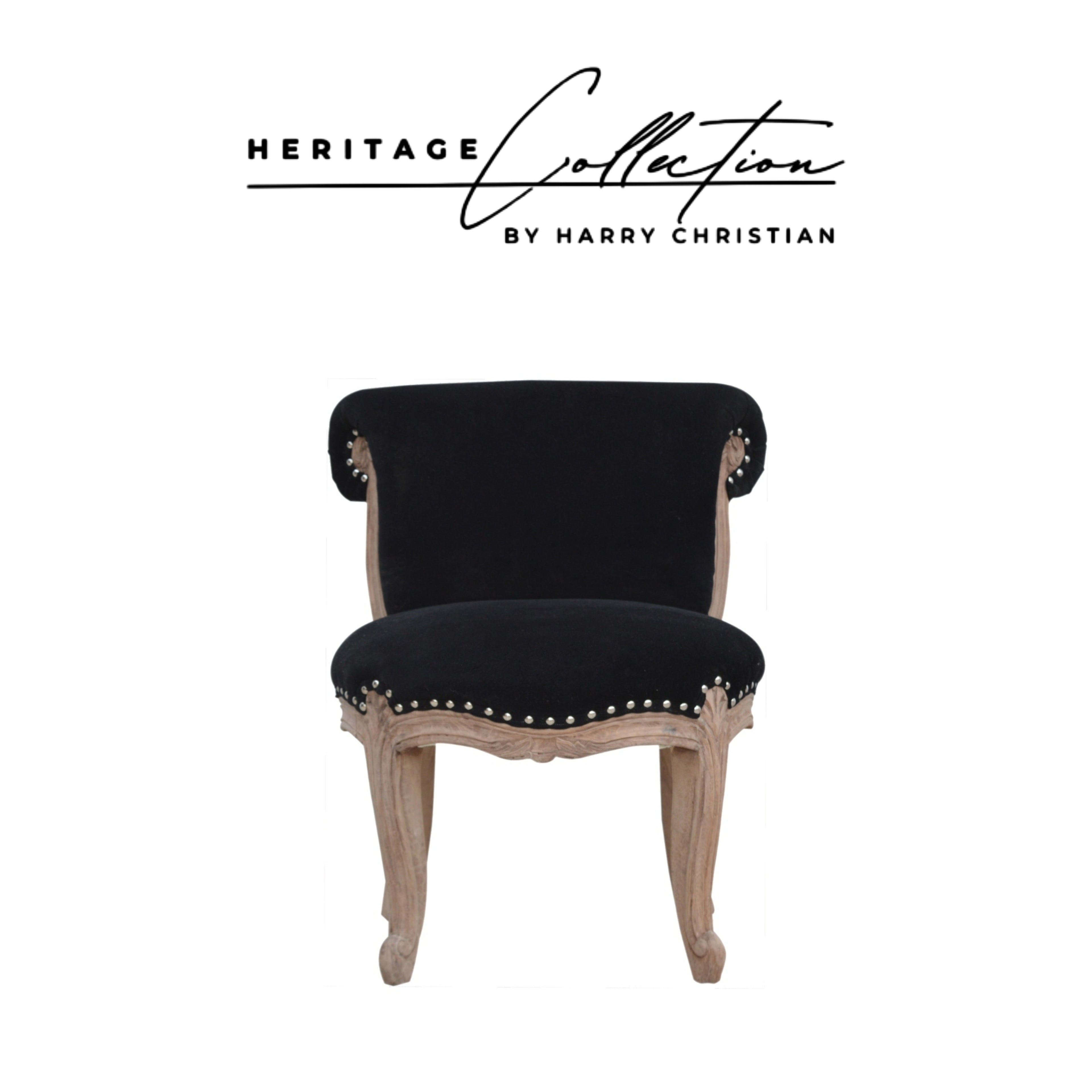 Heritage Collection Black Velvet Studded Chair