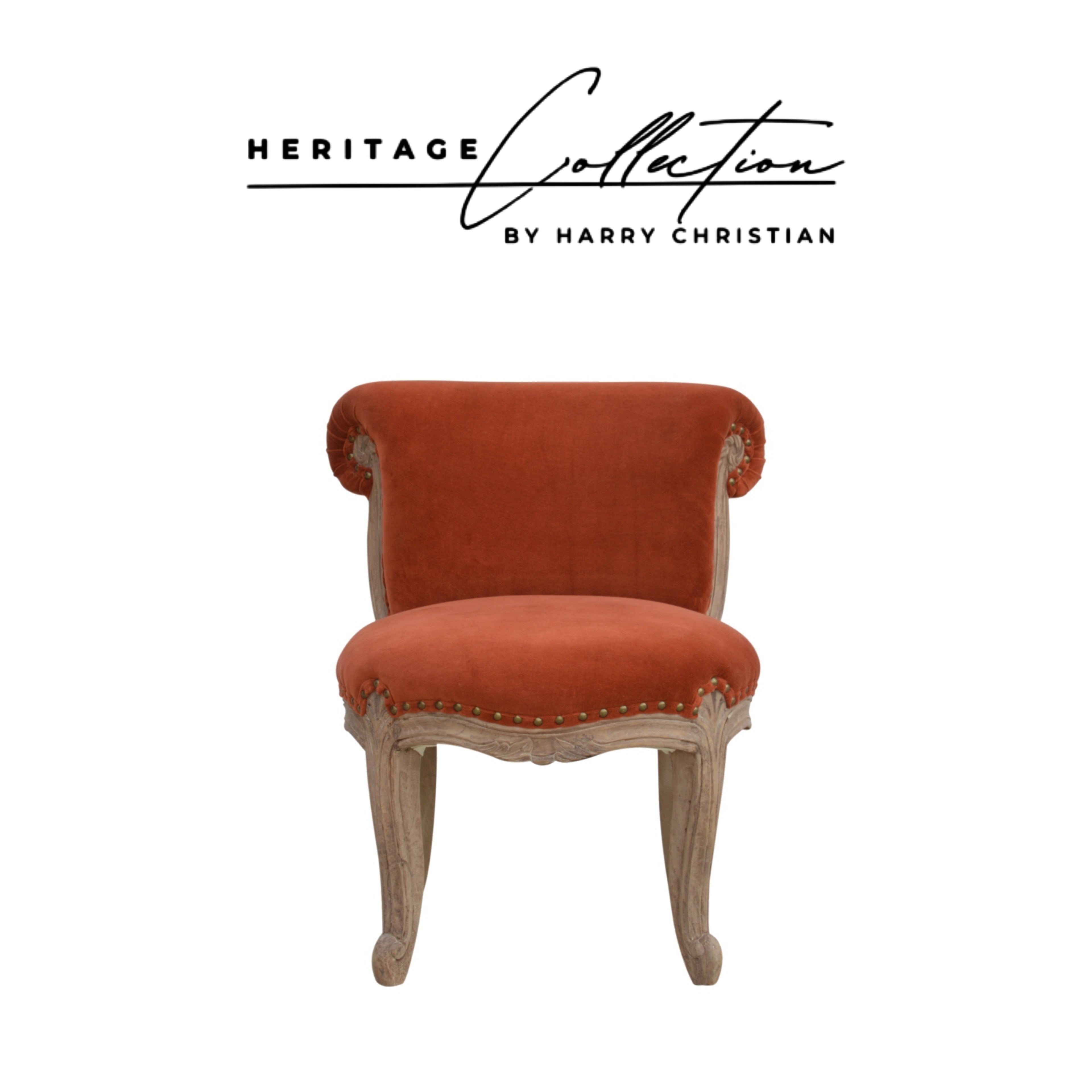 Heritage Collection Brick Red Velvet Studded Chair