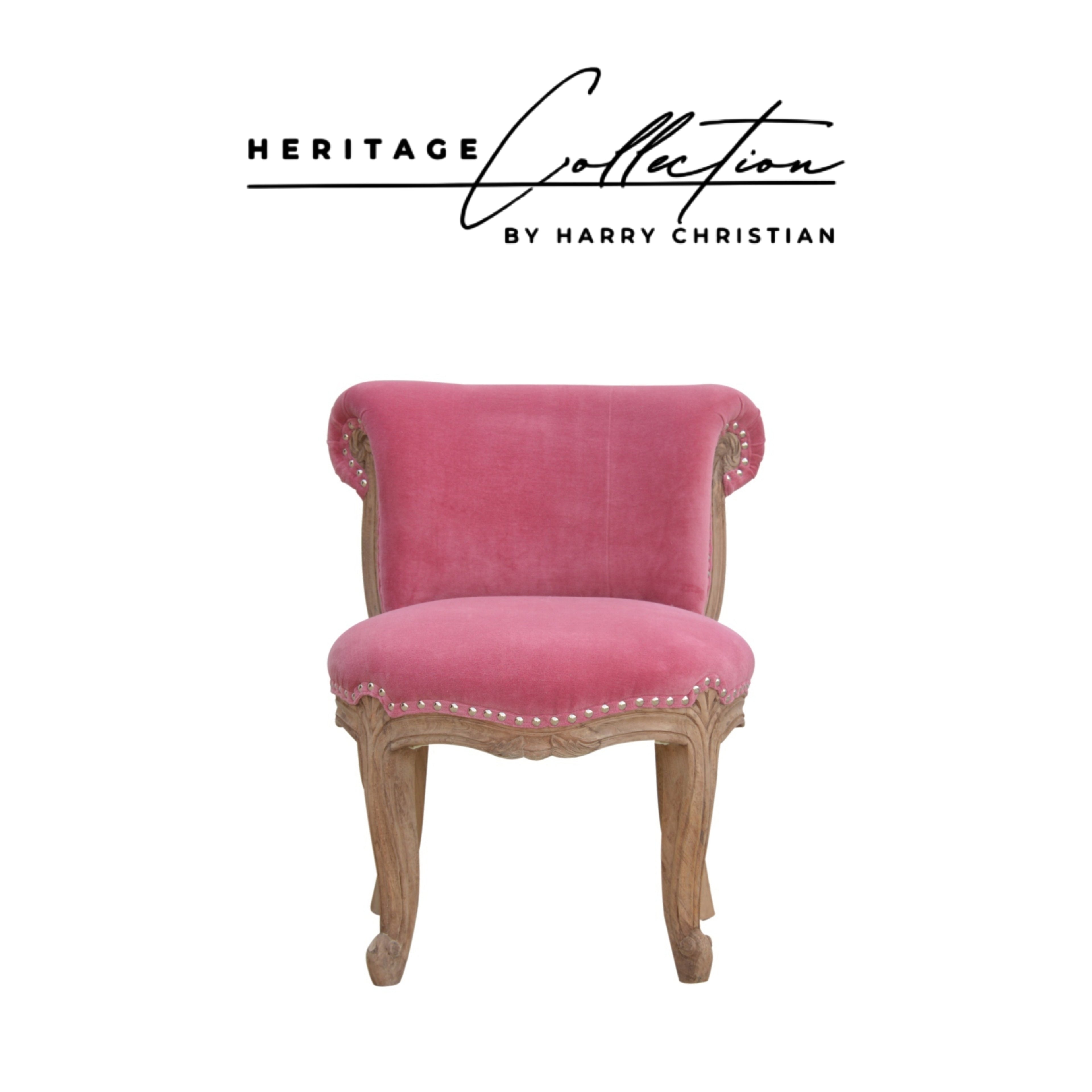 Heritage Collection Pink Velvet Studded Chair
