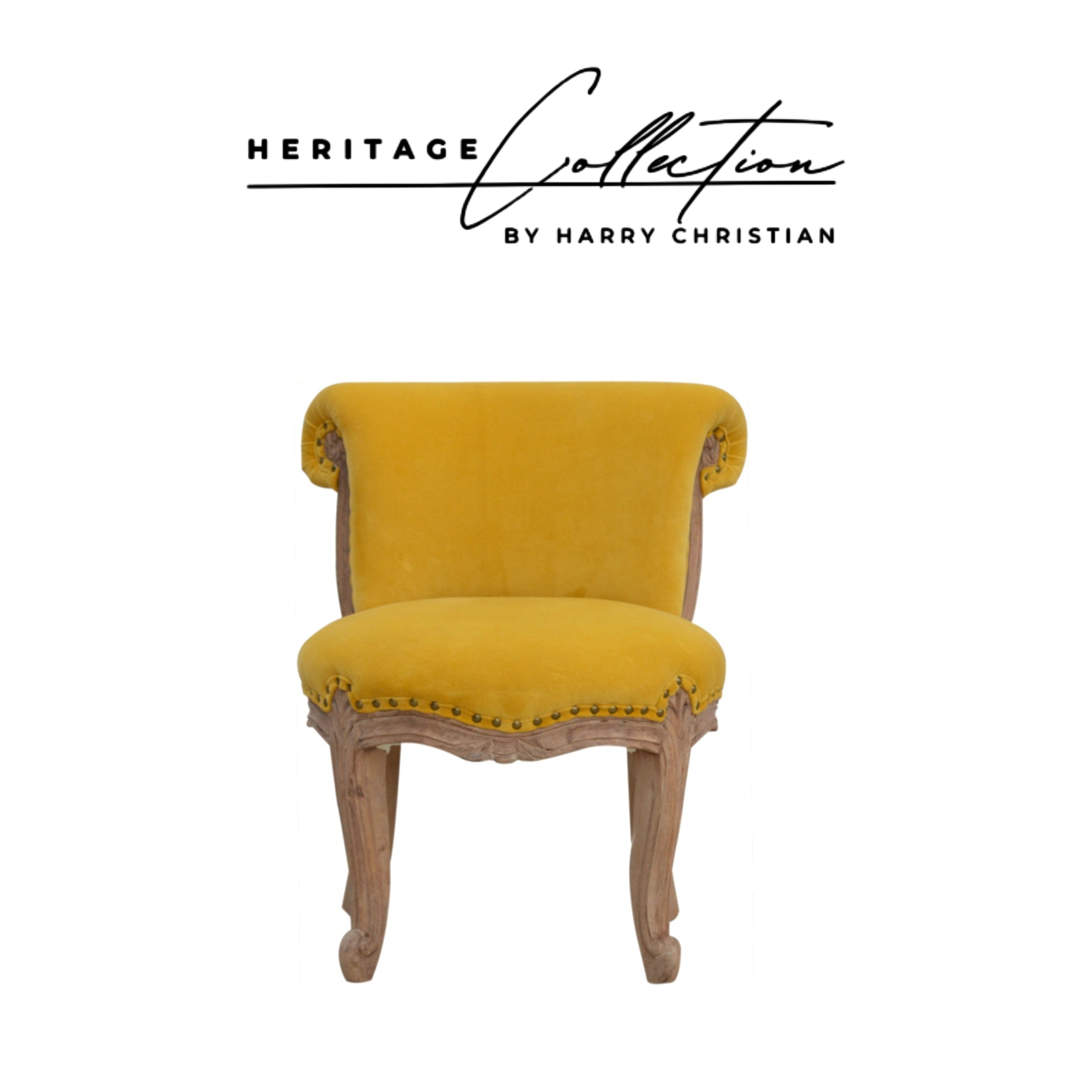Heritage Collection Mustard Velvet Studded Chair
