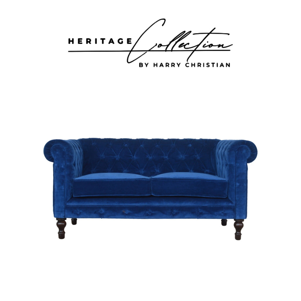 Heritage Collection Royal Blue Velvet Chesterfield Sofa