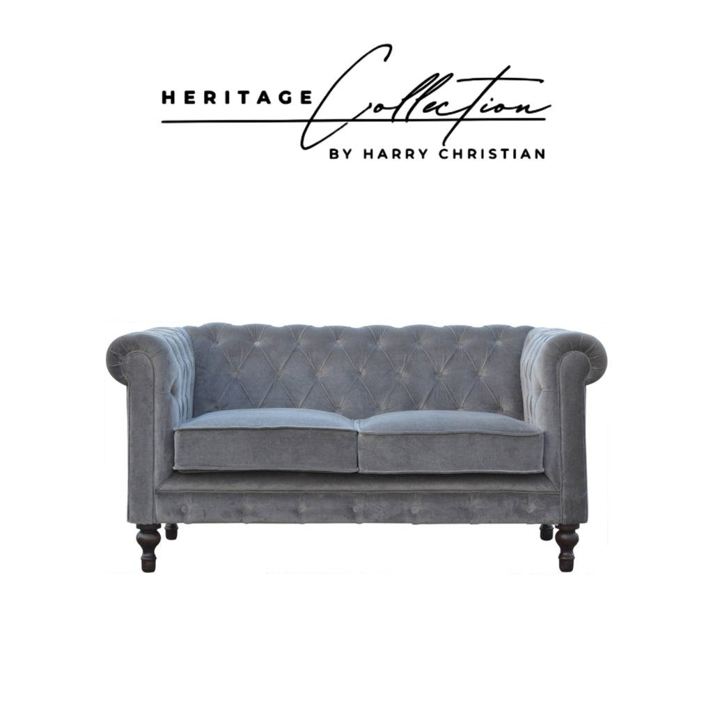 Heritage Collection Grey Velvet Chesterfield Sofa