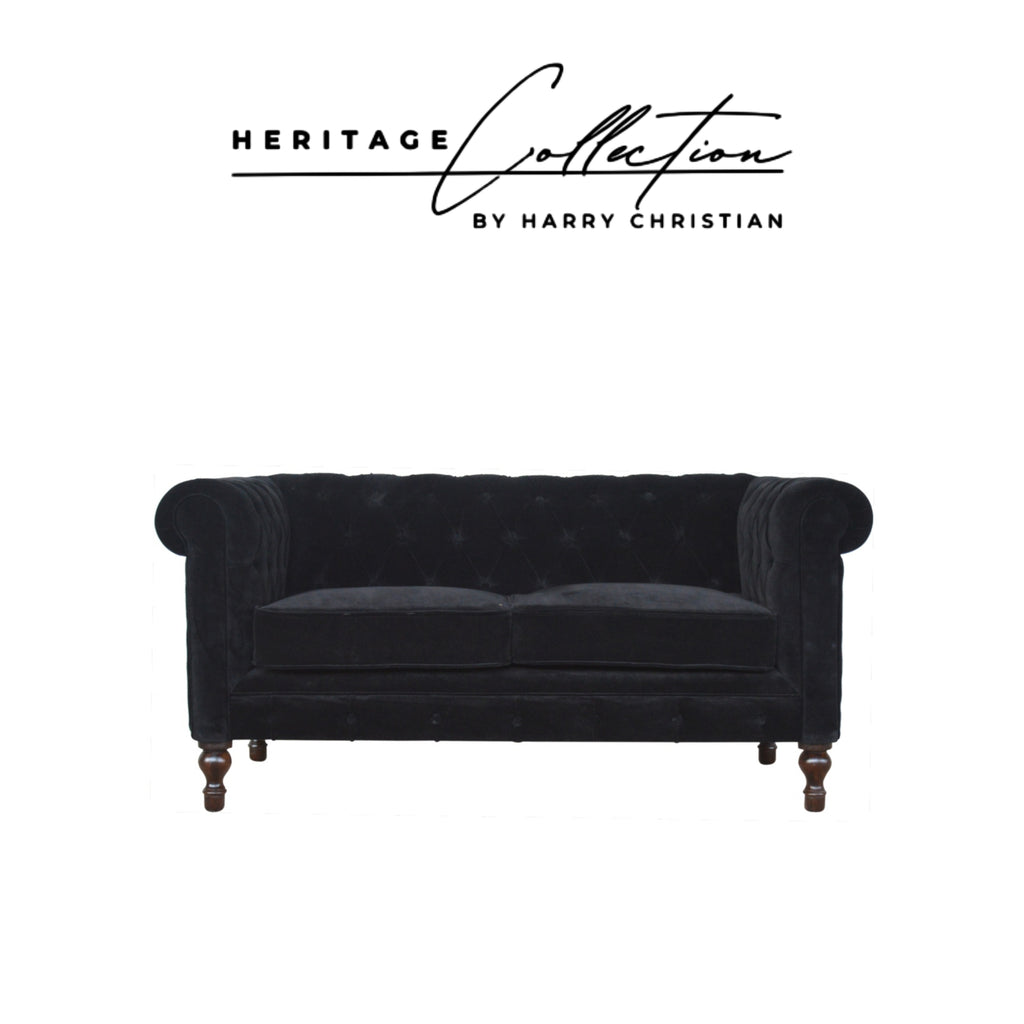 Heritage Collection Black Velvet Chesterfield Sofa
