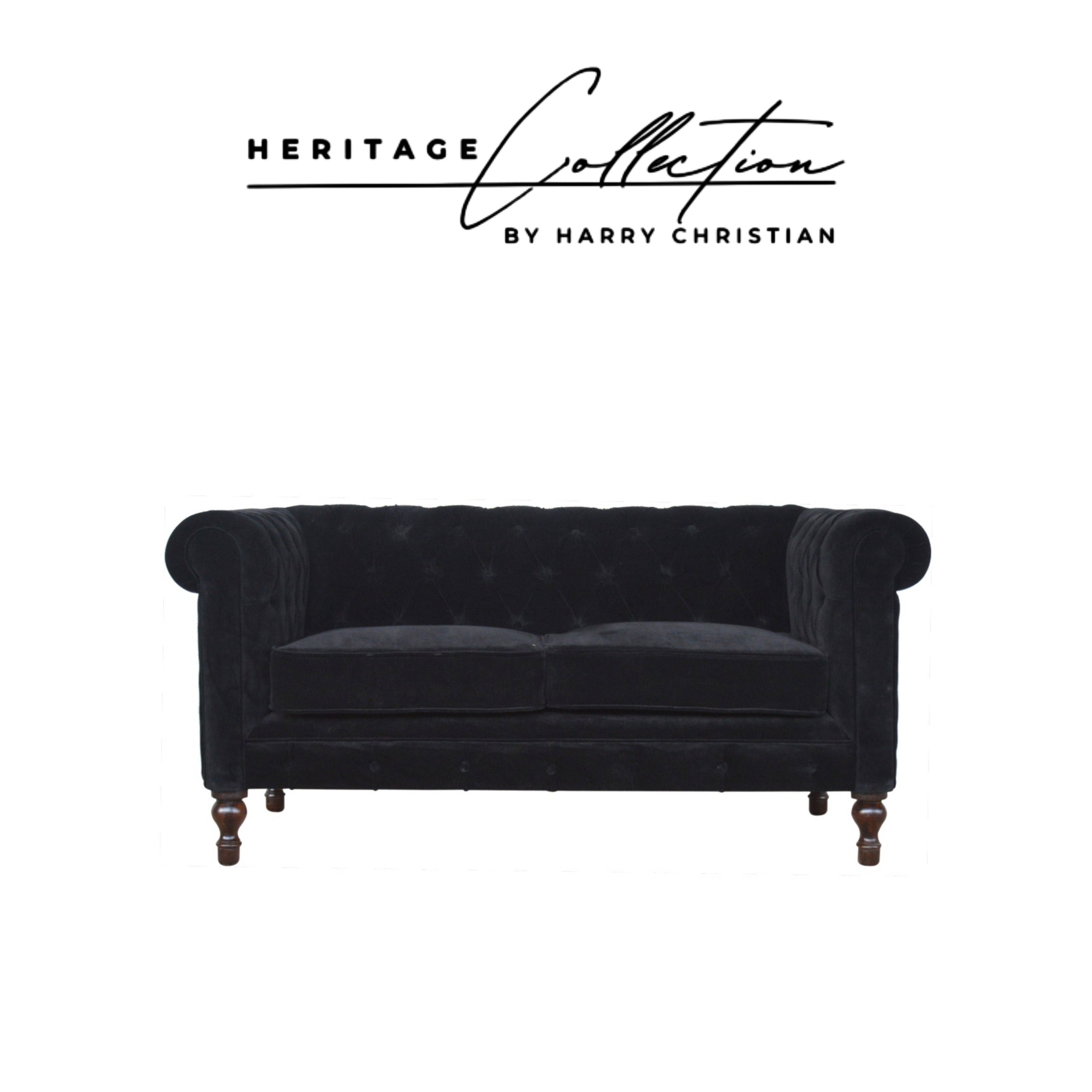 Heritage Collection Black Velvet Chesterfield Sofa