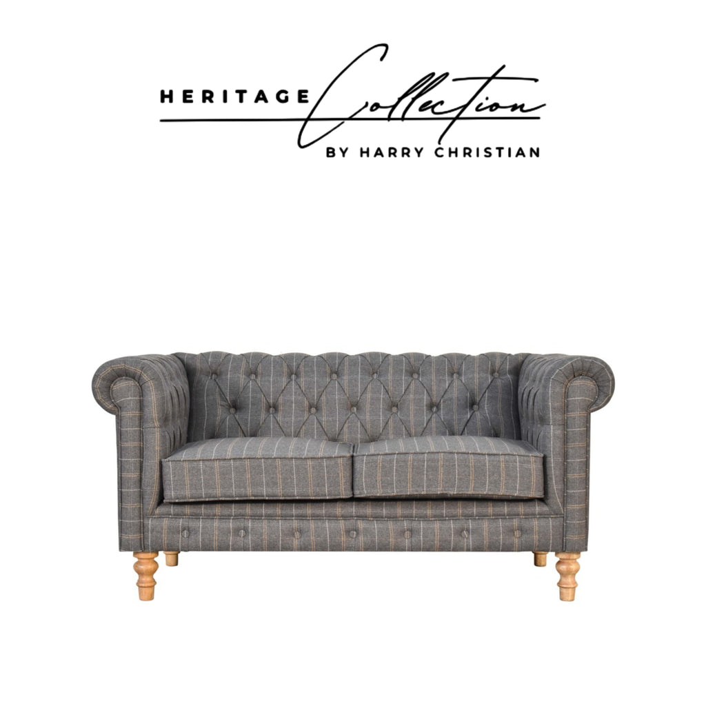 Heritage Collection Pewter Tweed 2 Seat Chesterfield Sofa