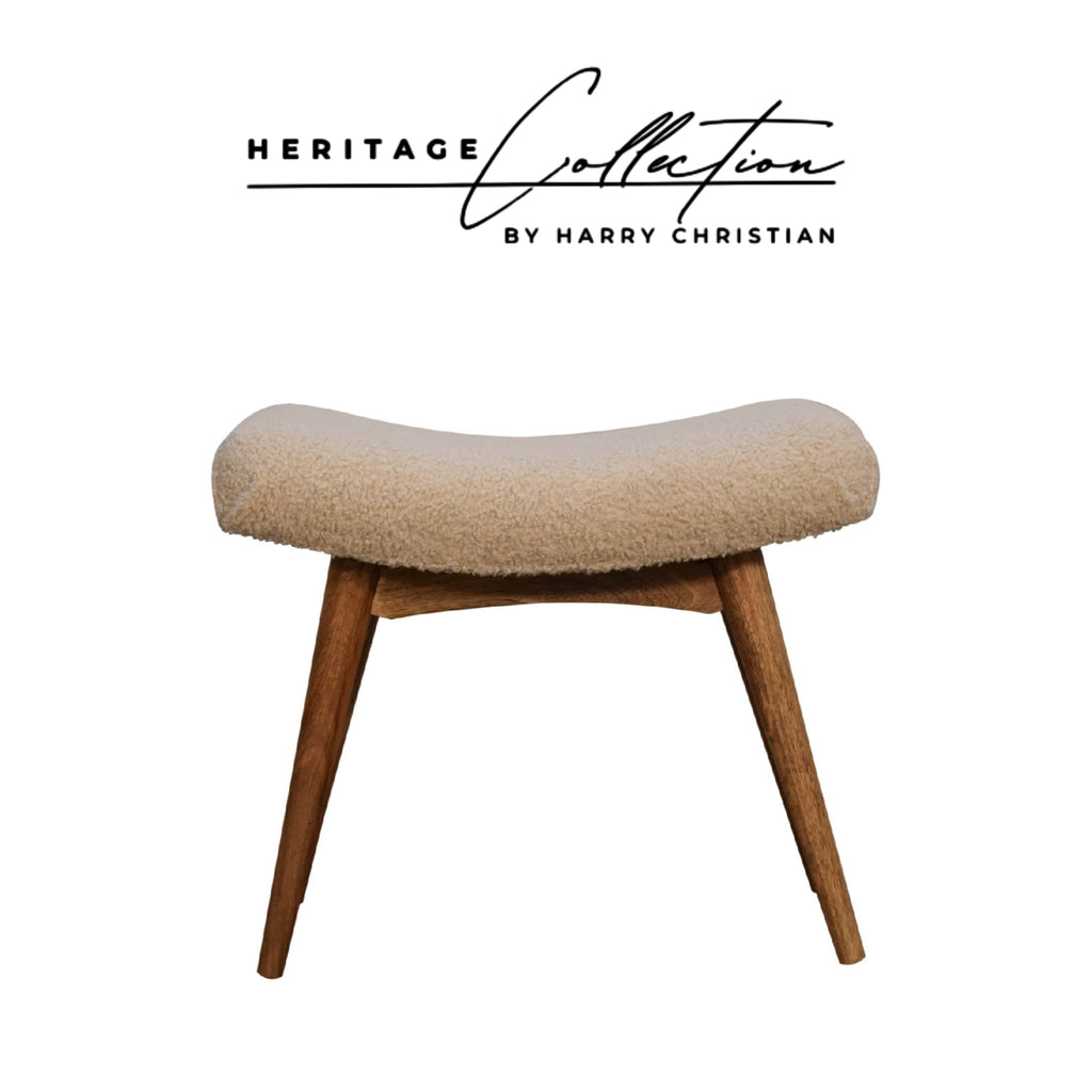 Heritage Collection Boucle Cream Curved Bench