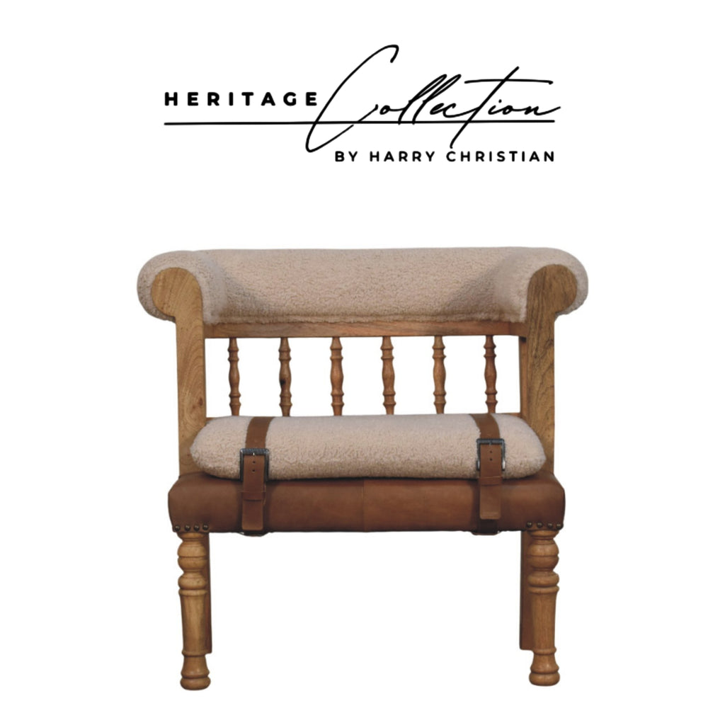 Heritage Collection Strapped Hallway Boucle Bench