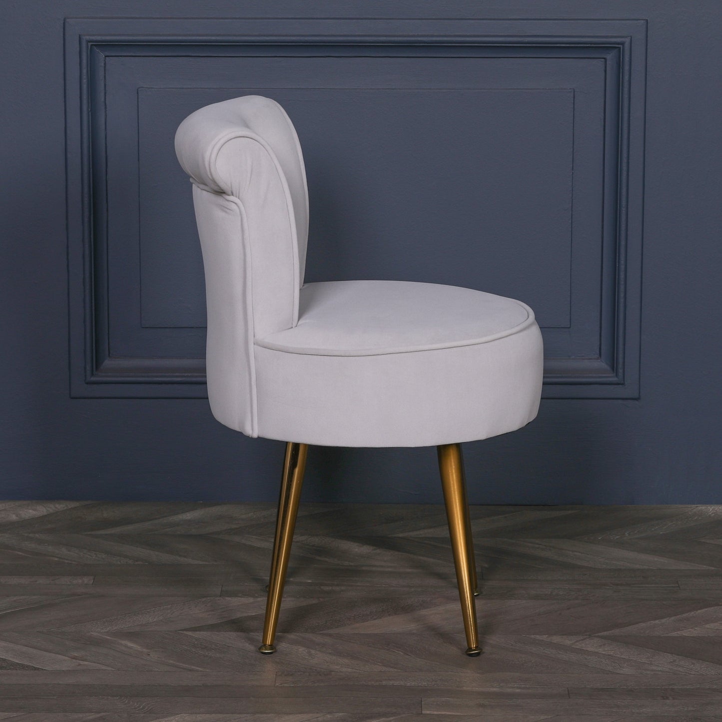 Grey Stool / Bedroom Chair with Gold Legs