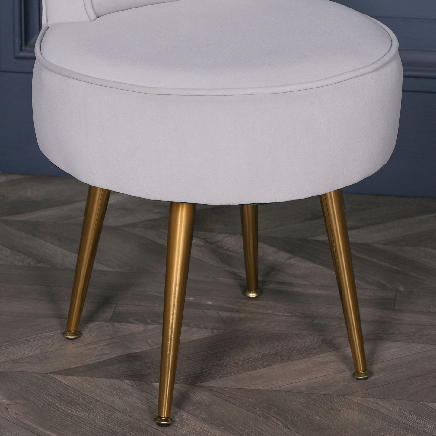 Grey Stool / Bedroom Chair with Gold Legs