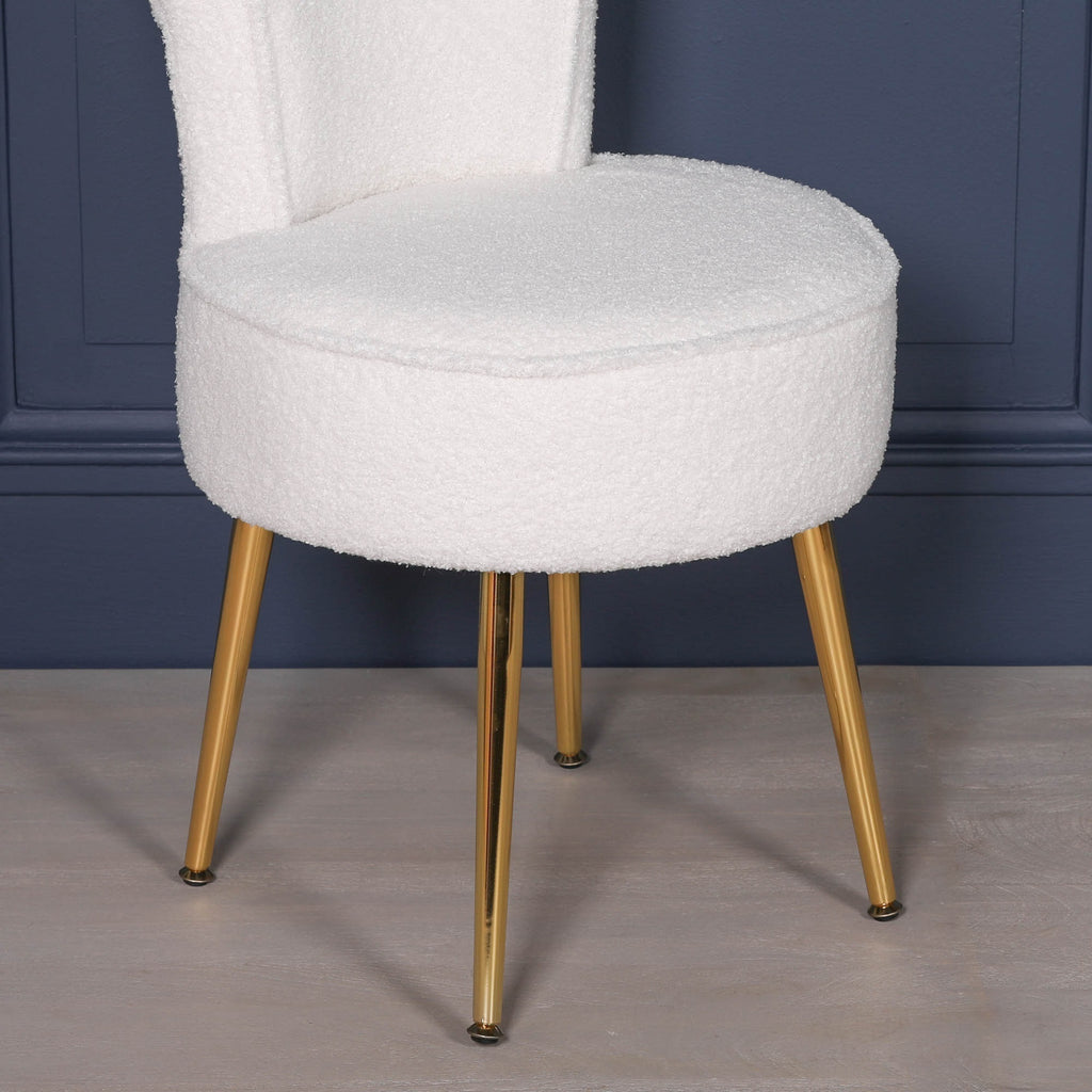 Boucle Stool / Bedroom Chair with Gold Legs