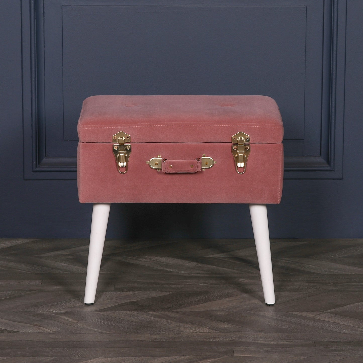 Pink Suitcase Stool with White Legs