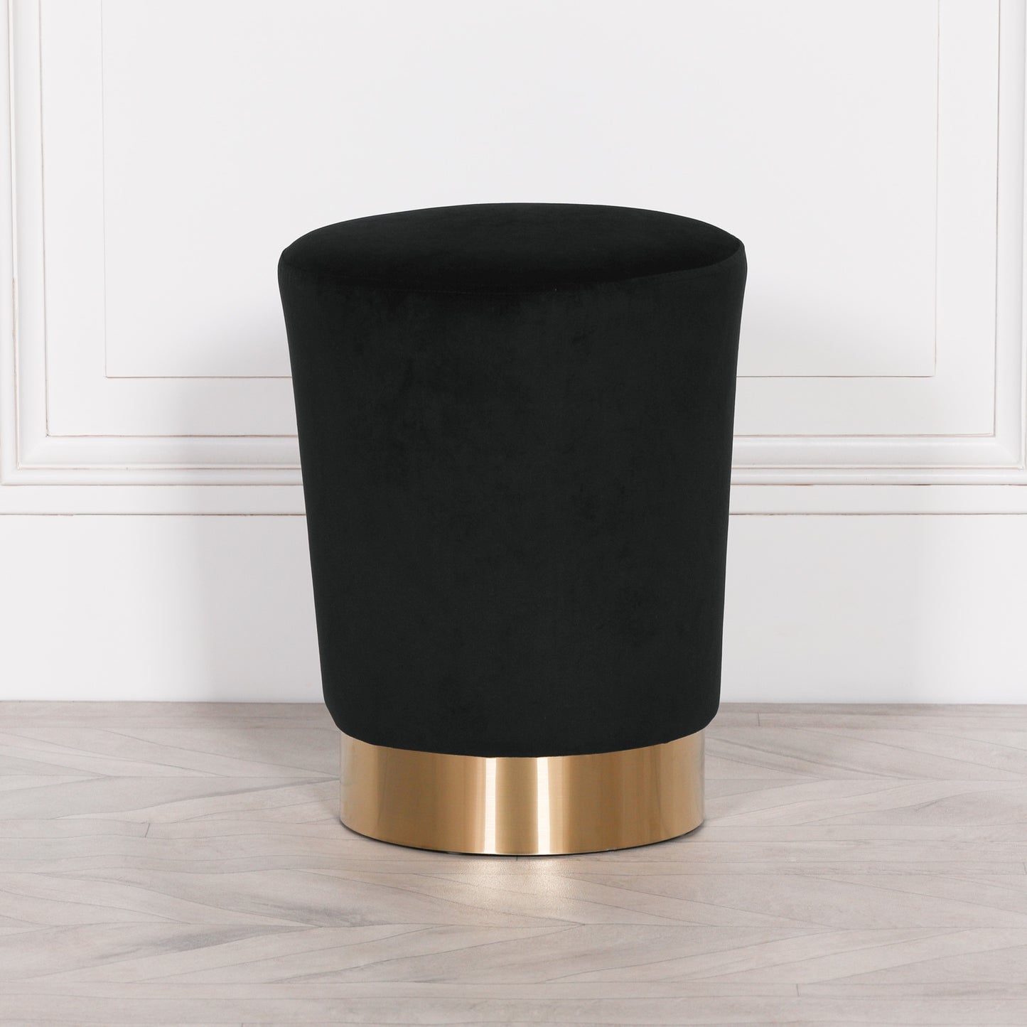 Black Velvet Round Stool