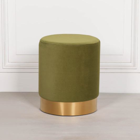 Olive Green Round Stool