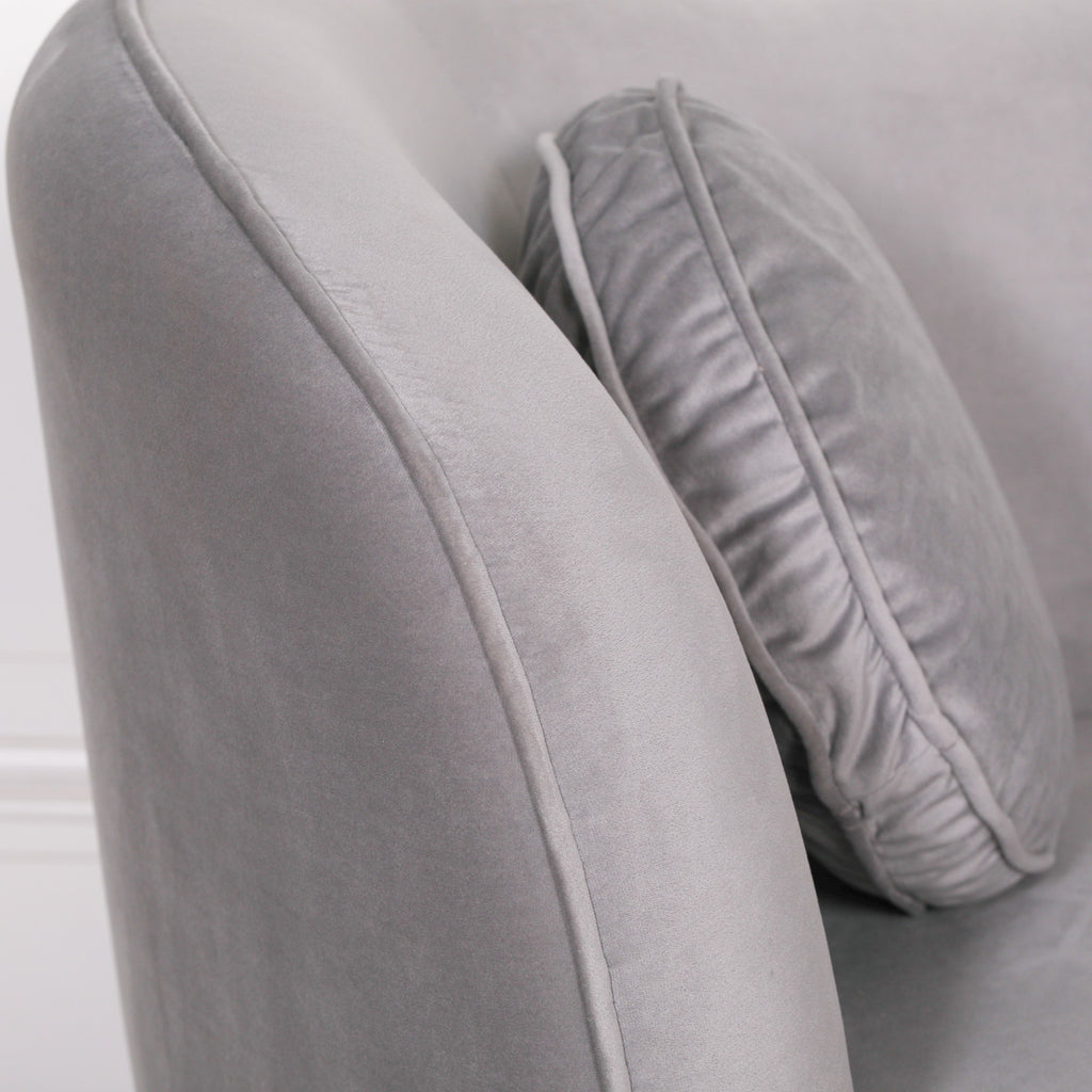 Grey Velvet Armchair with Cushion