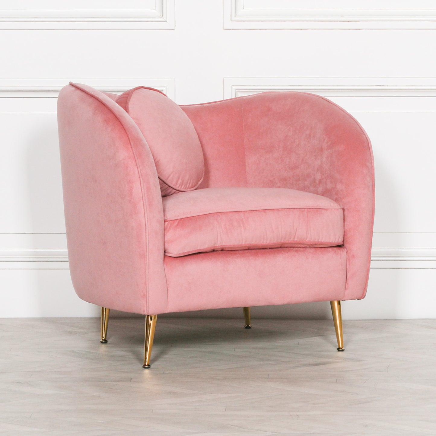 Pink Velvet Armchair with Cushion