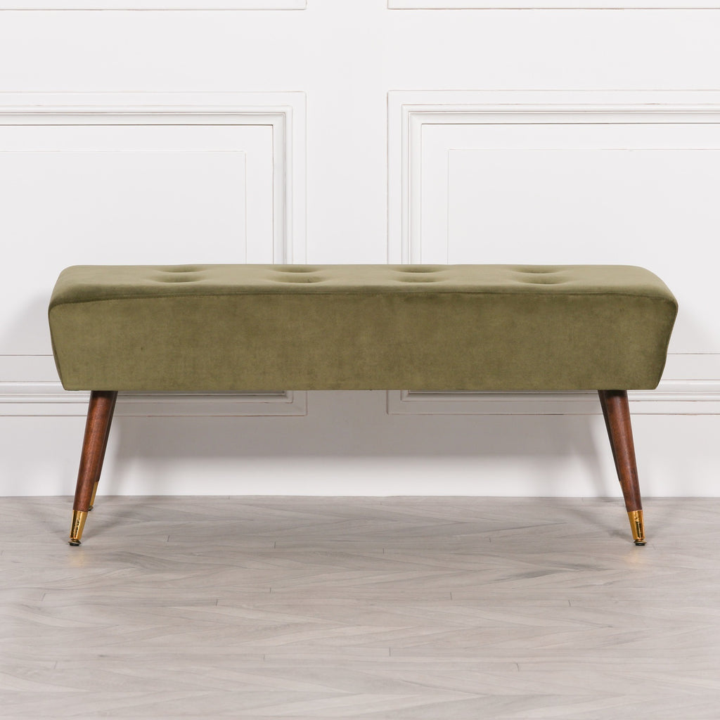 Olive Green Buttoned Ottoman Stool