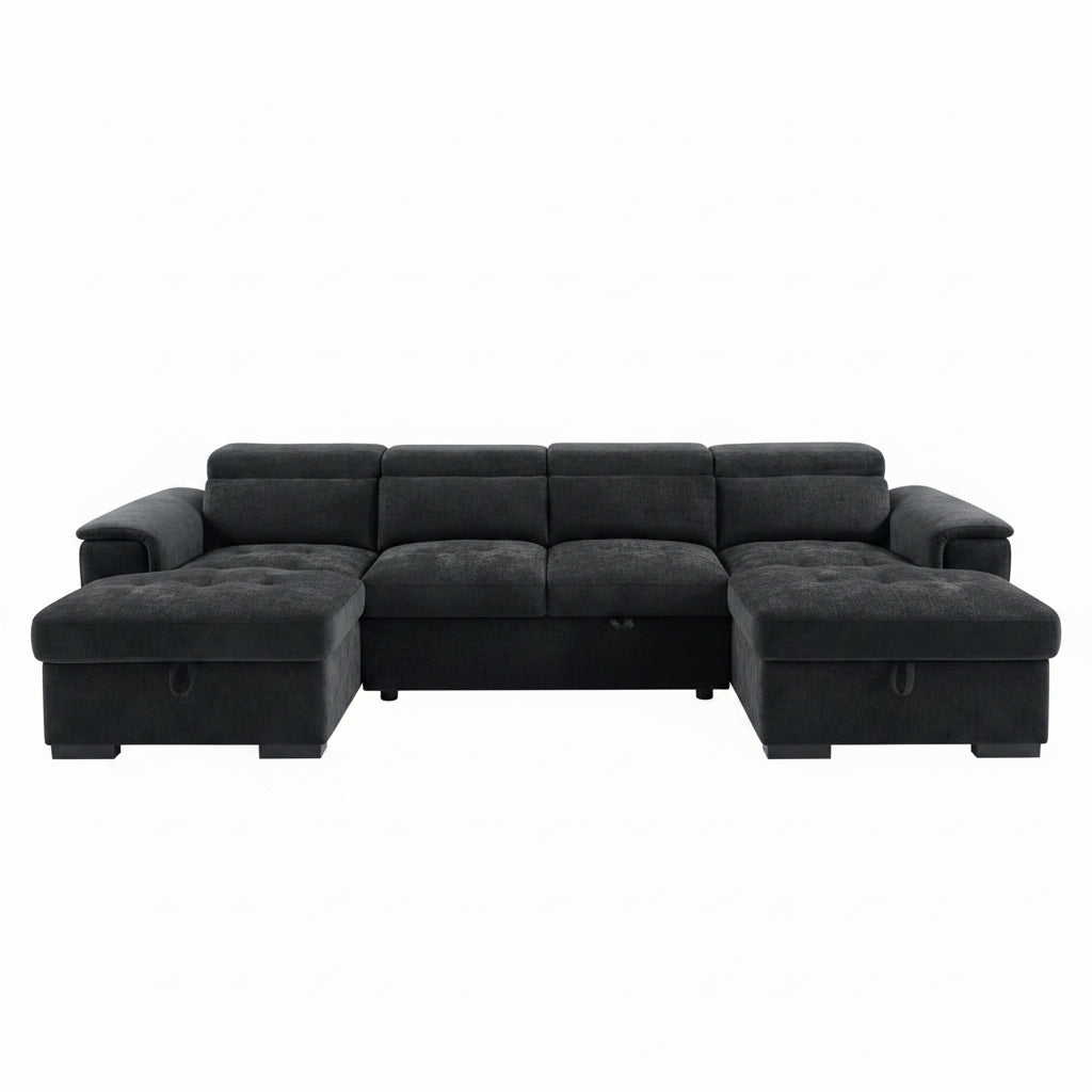 Alaya Sofabed Black U Shape Corner