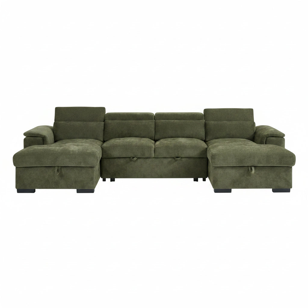 Alaya Sofabed Green U Shape Corner
