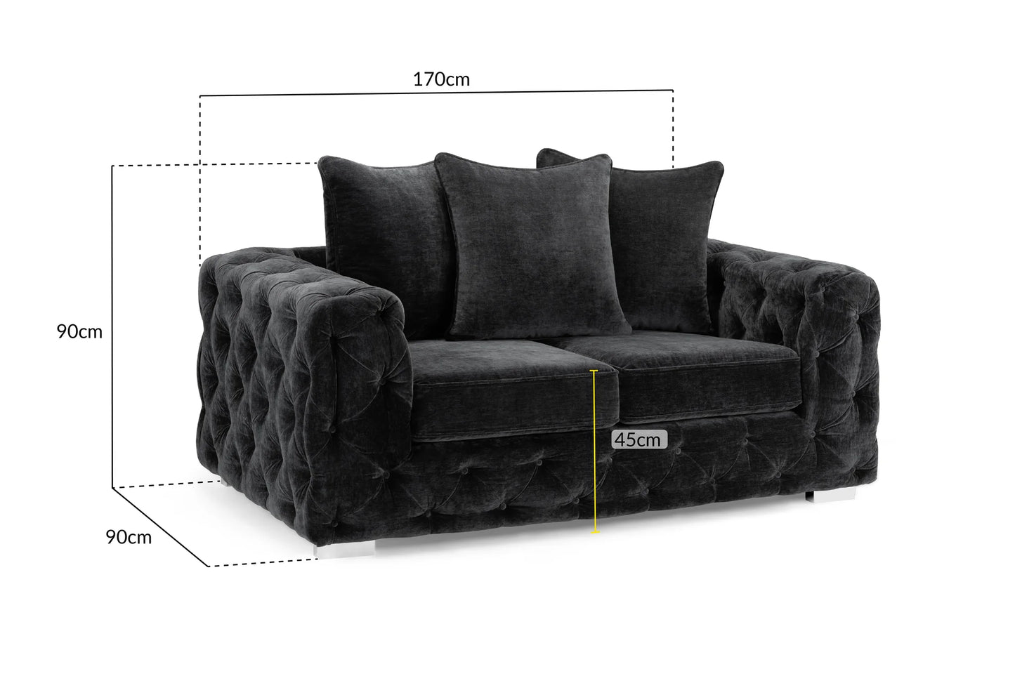 Valentino 2 Seater Sofa In Slate