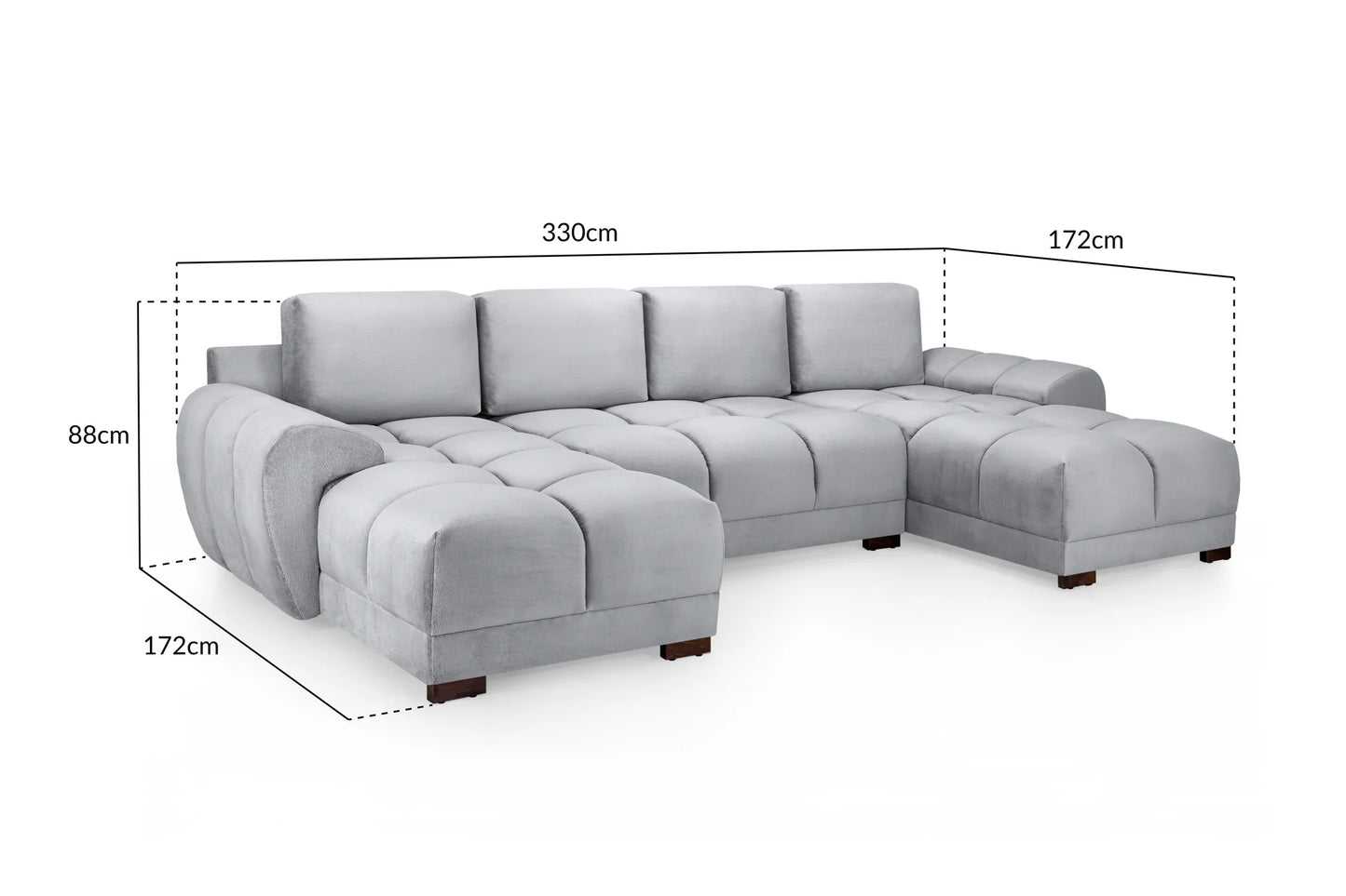 Milan U Shape Sofa Grey