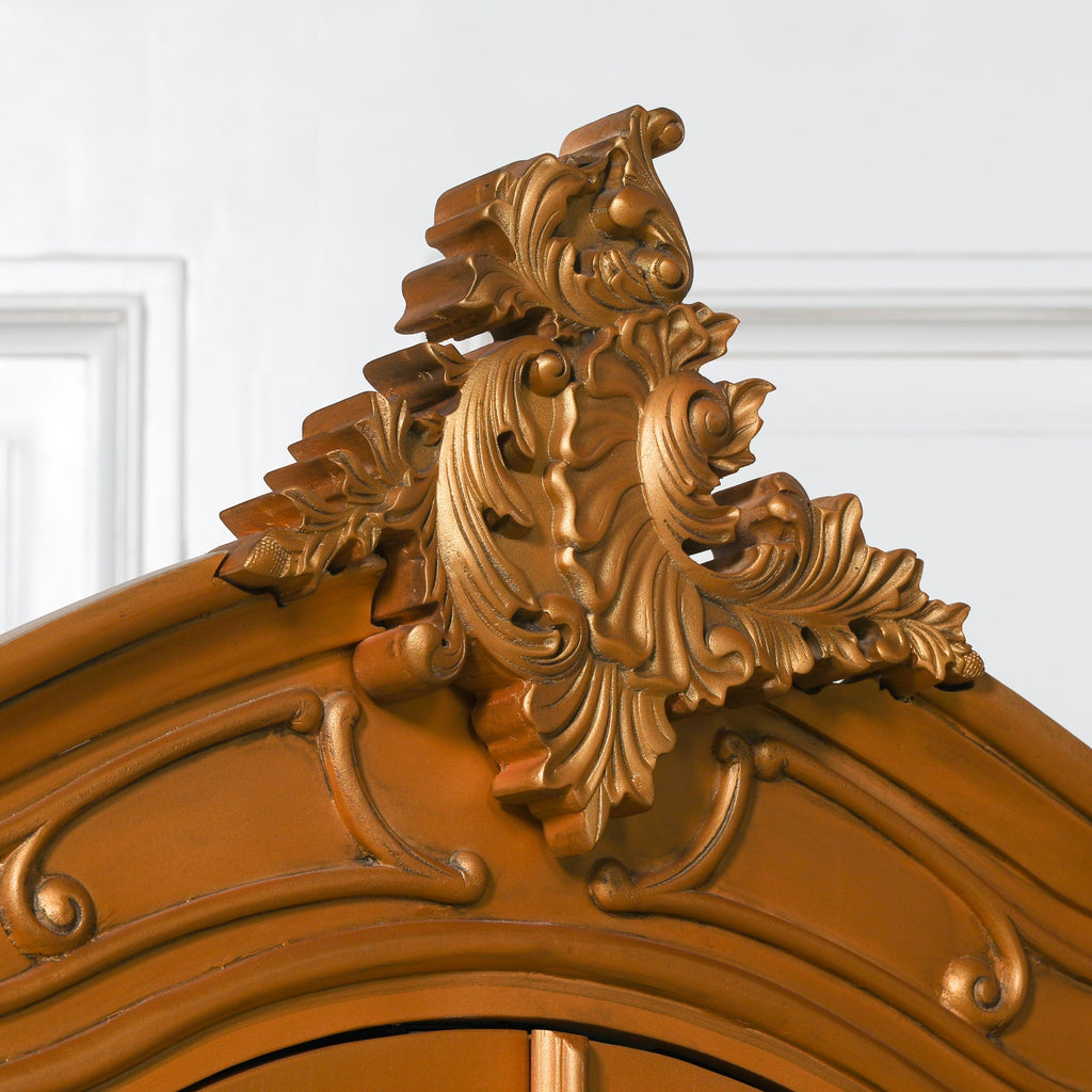 French Style Gold Carved Double Full Mirrored Armoire