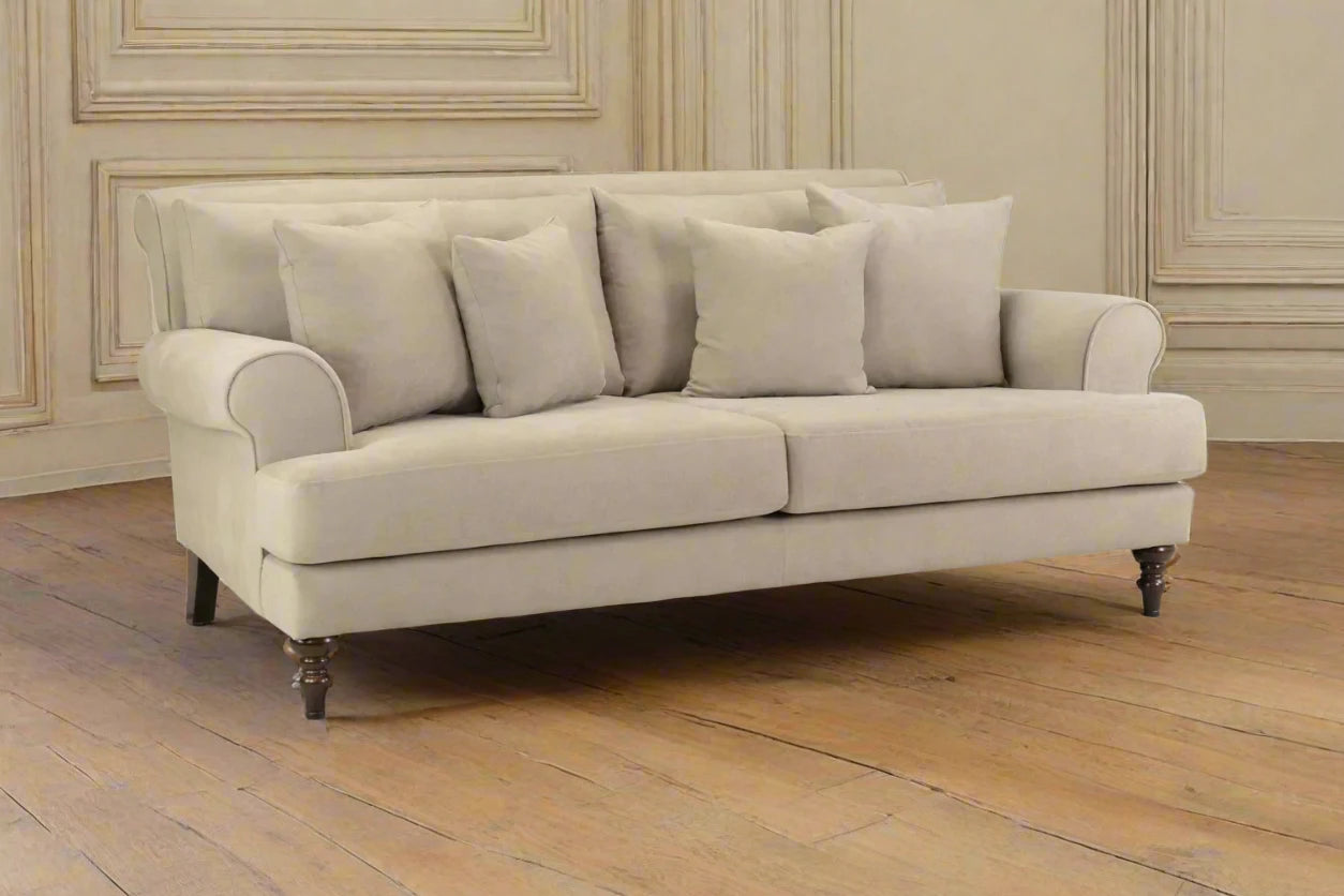 Beige Classical Style Sofa 3 Seater Heritage Home UK
