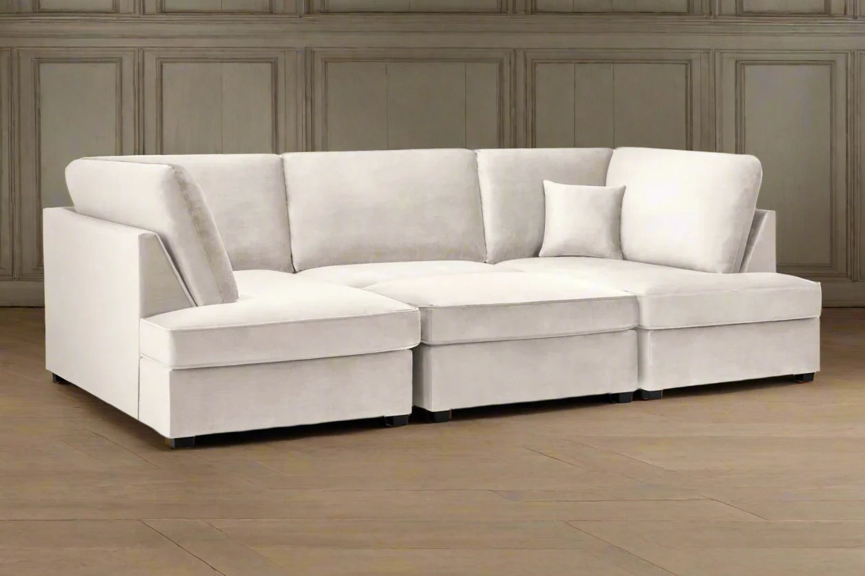 Beige Plush Velvet Cinema Sofa Heritage Home Uk