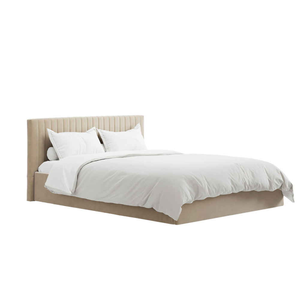 Berlin Beige Double Ottoman Bed