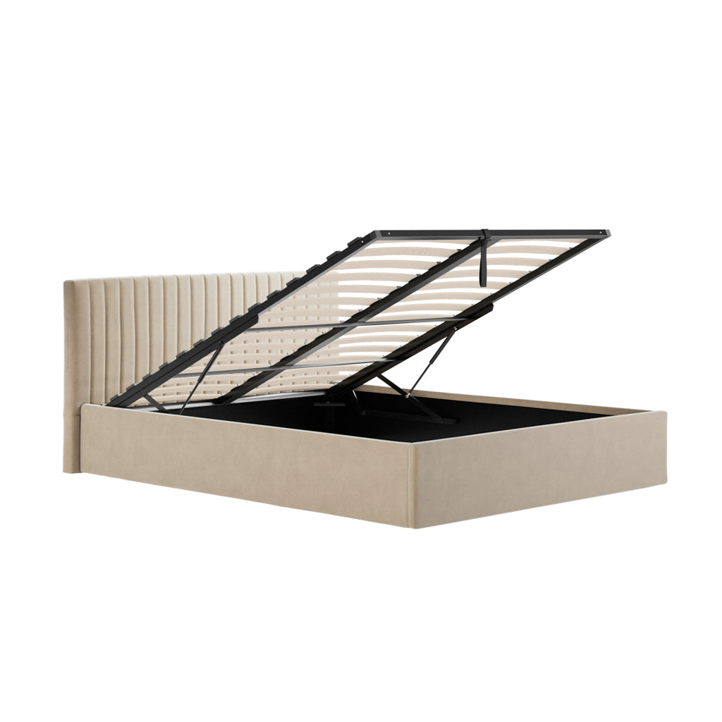 Berlin Beige Double Ottoman Bed