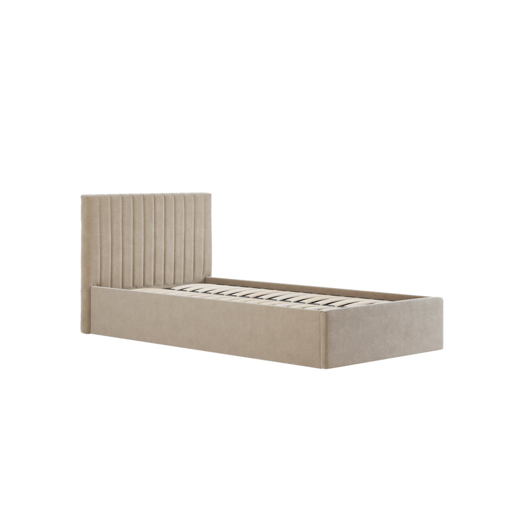 Berlin Beige Single Ottoman Bed