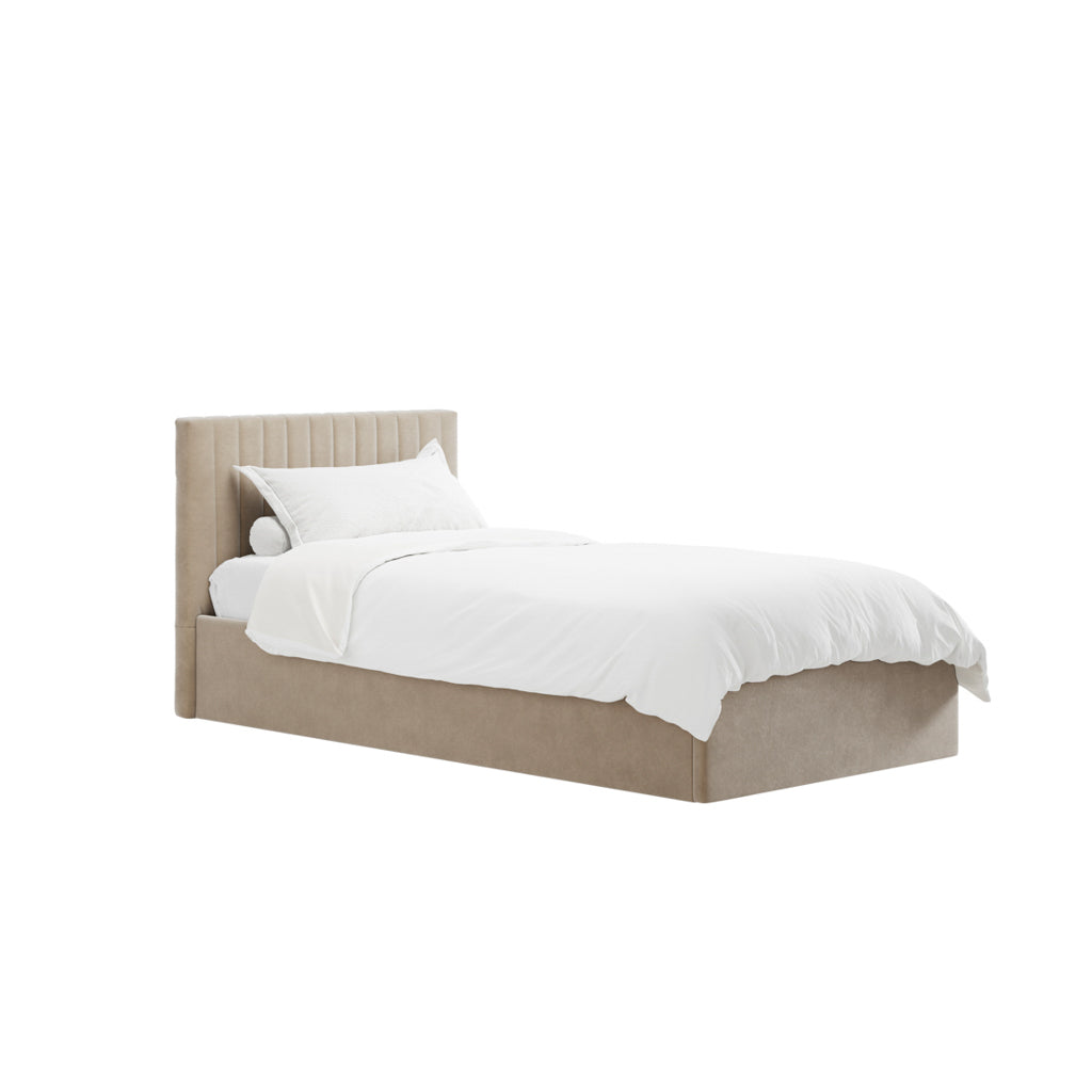 Berlin Beige Single Ottoman Bed