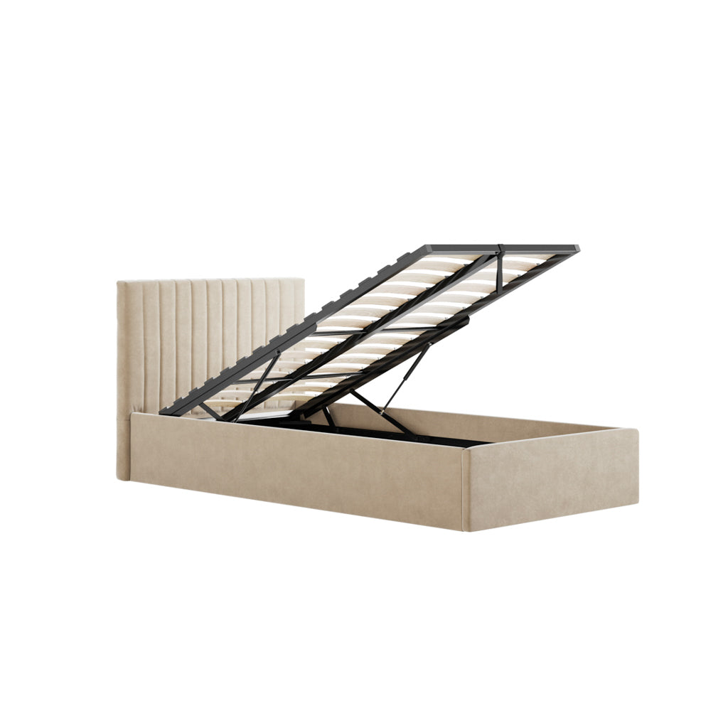 Berlin Beige Single Ottoman Bed
