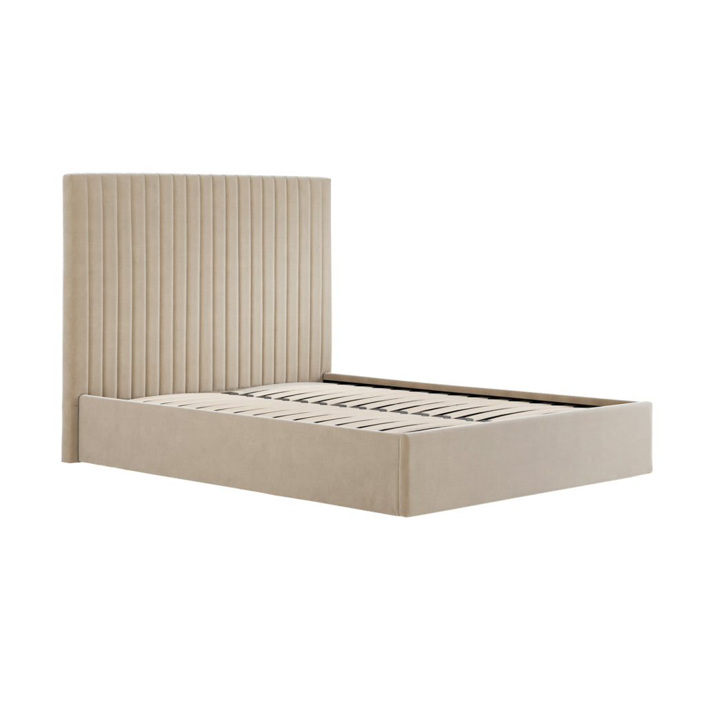 Berlin Beige Tall Double Ottoman Bed