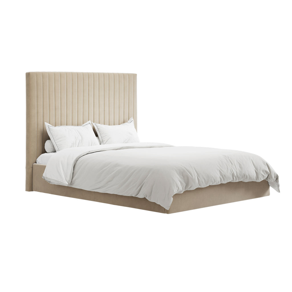 Berlin Beige Tall Double Ottoman Bed