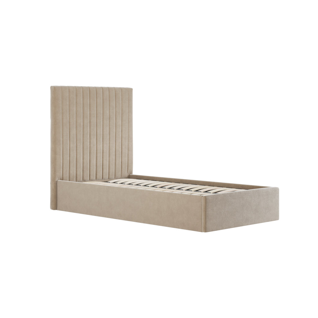 Berlin Beige Tall Single Ottoman Bed